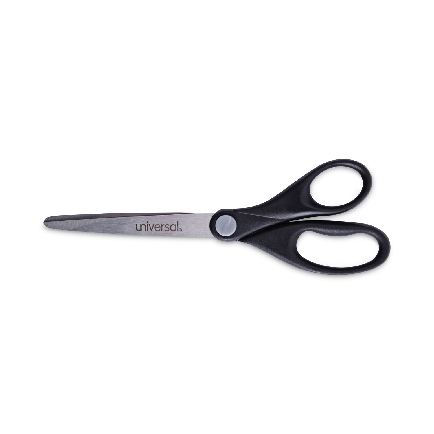 Stainless Steel Office Scissors, Pointed Tip, 7" Long, 3" Cut Length, Black Straight Handle -