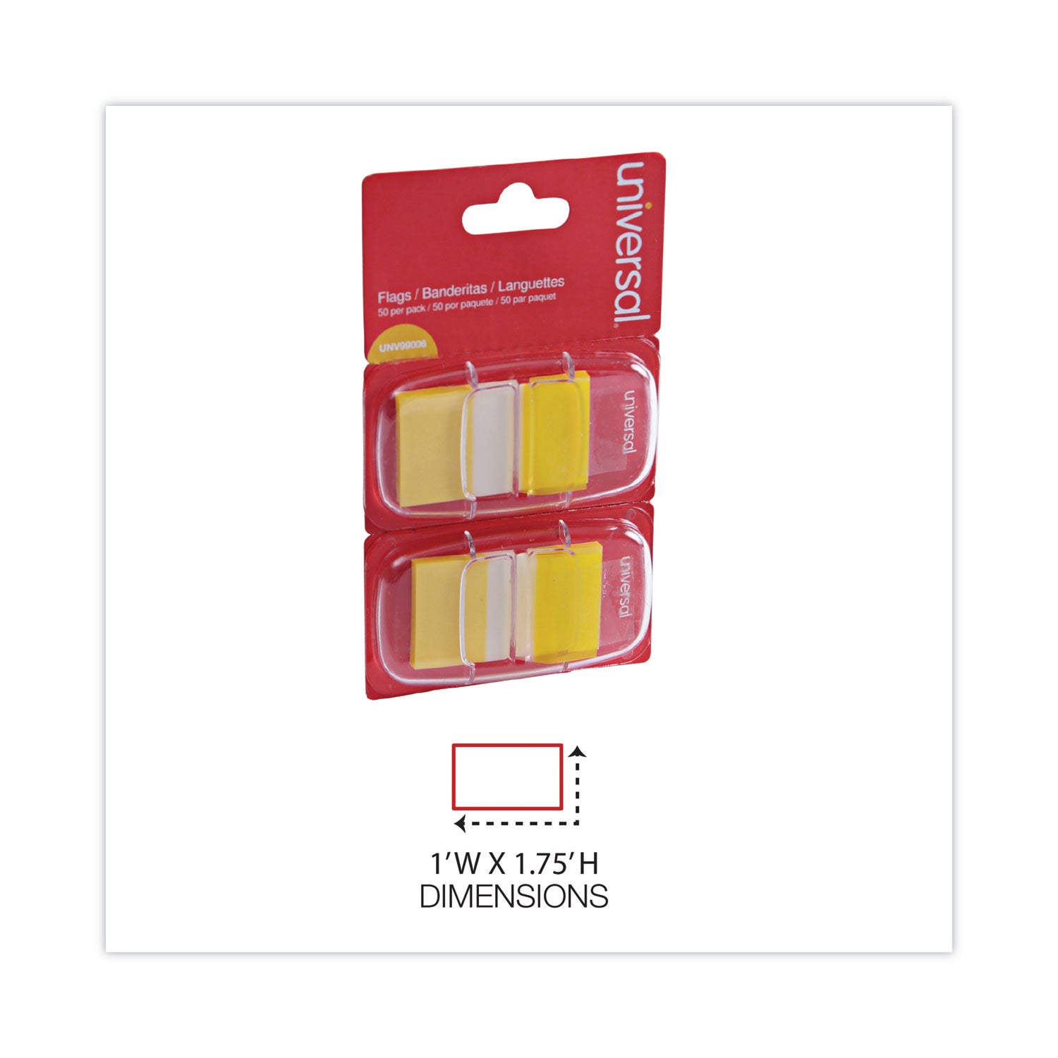 Page Flags, Yellow, 50 Flags/Dispenser, 2 Dispensers/Pack -