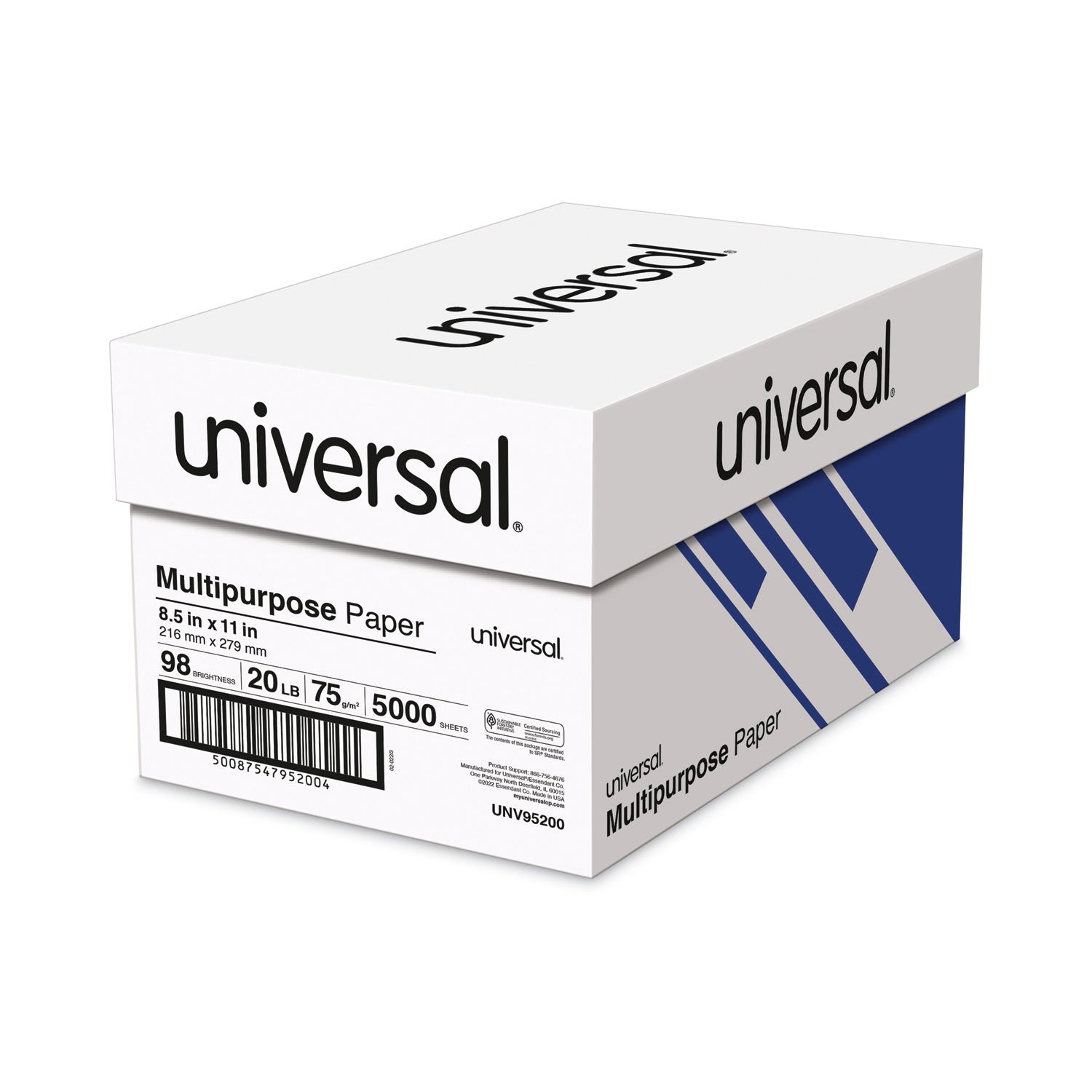 Deluxe Multipurpose Paper, 98 Bright, 20 lb Bond Weight, 8.5 x 11, Bright White, 500 Sheets/Ream, 10 Reams/Carton -