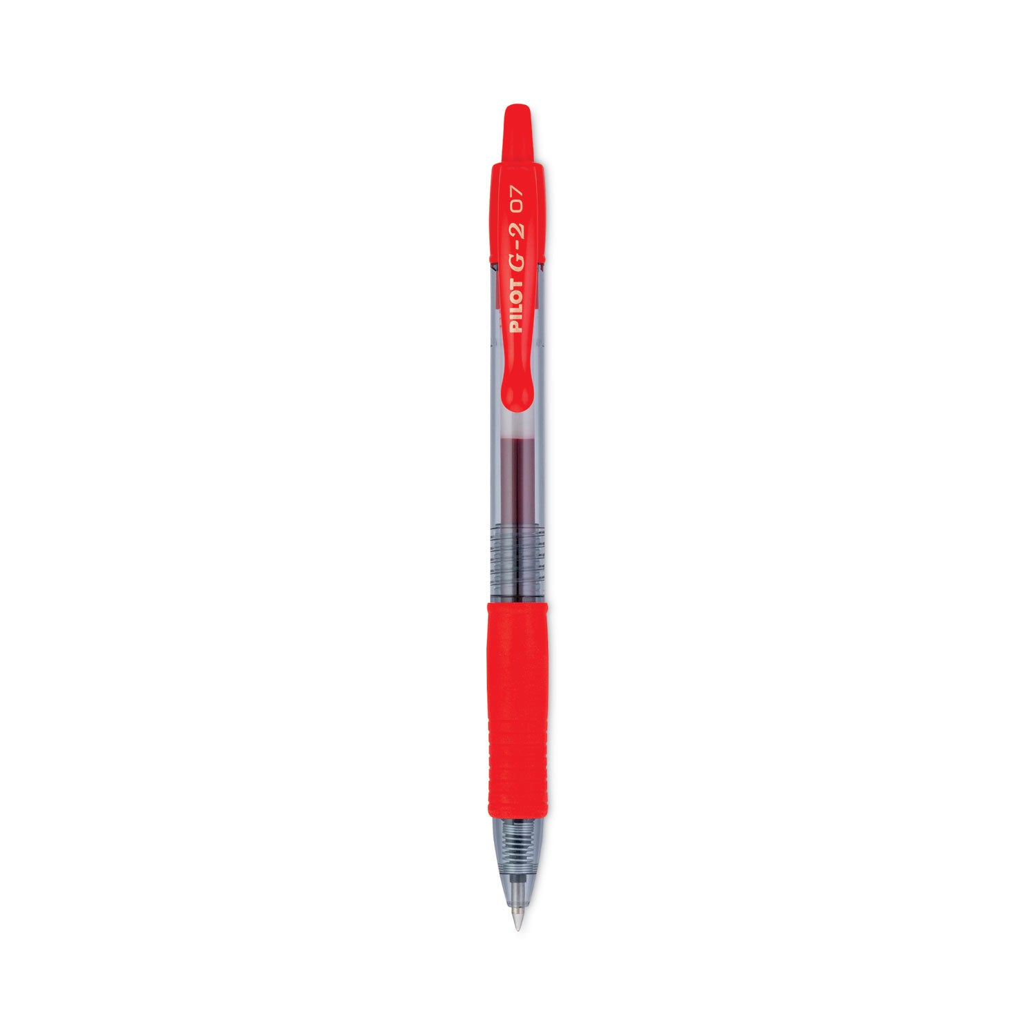 G2 Premium Gel Pen, Retractable, Fine 0.7 mm, Red Ink, Smoke/Red Barrel, Dozen -