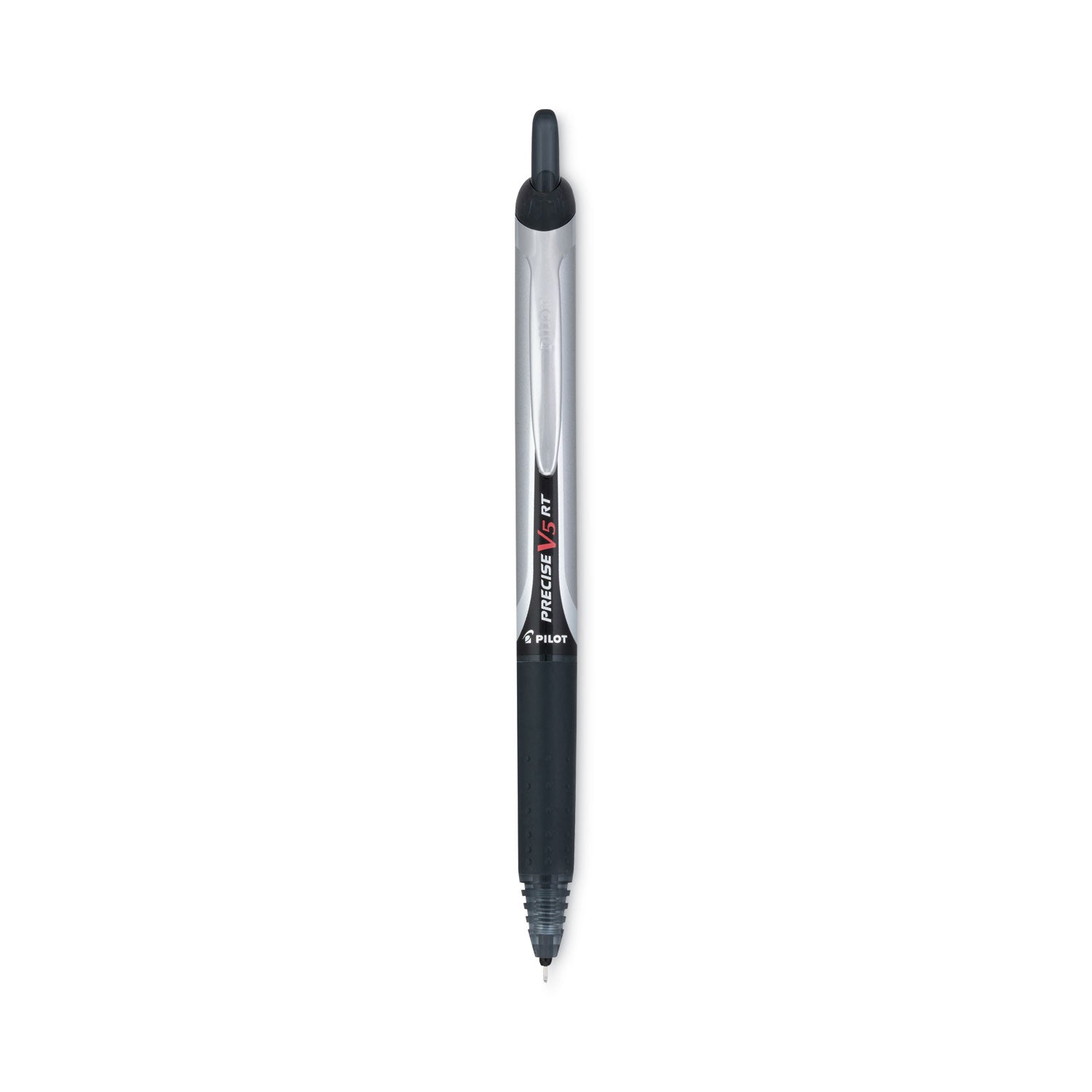 Precise V5RT Roller Ball Pen, Retractable, Extra-Fine 0.5 mm, Black Ink, Black Barrel -