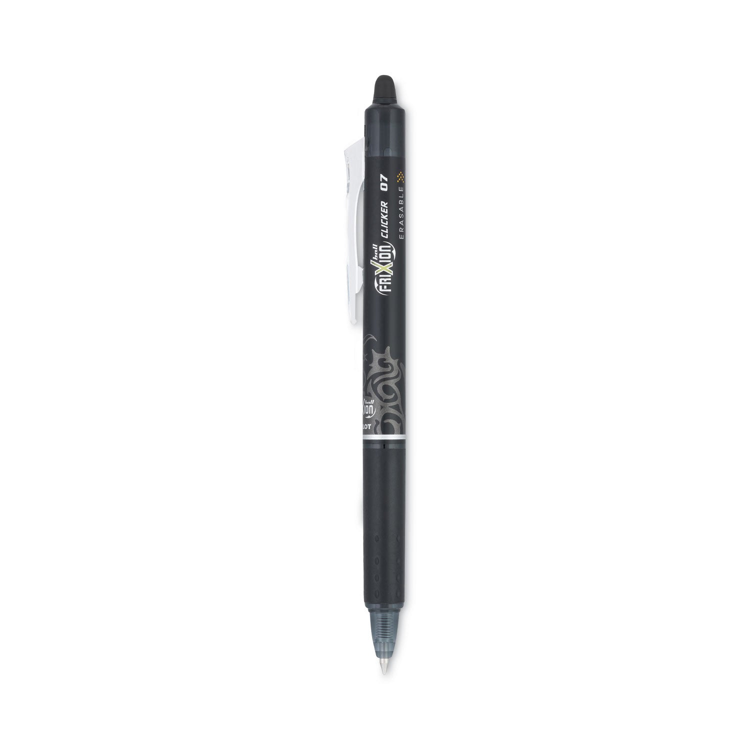 FriXion Clicker Erasable Gel Pen, Retractable, Fine 0.7 mm, Black Ink, Black Barrel -