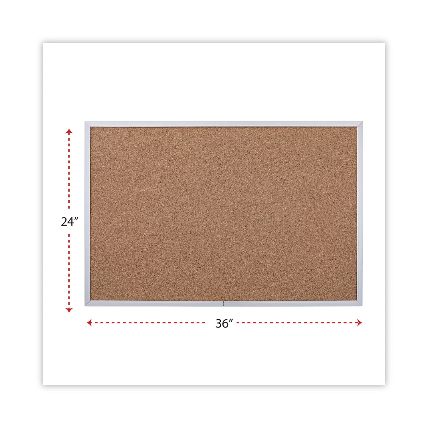 Cork Bulletin Board, 36 x 24, Tan Surface, Aluminum Frame -