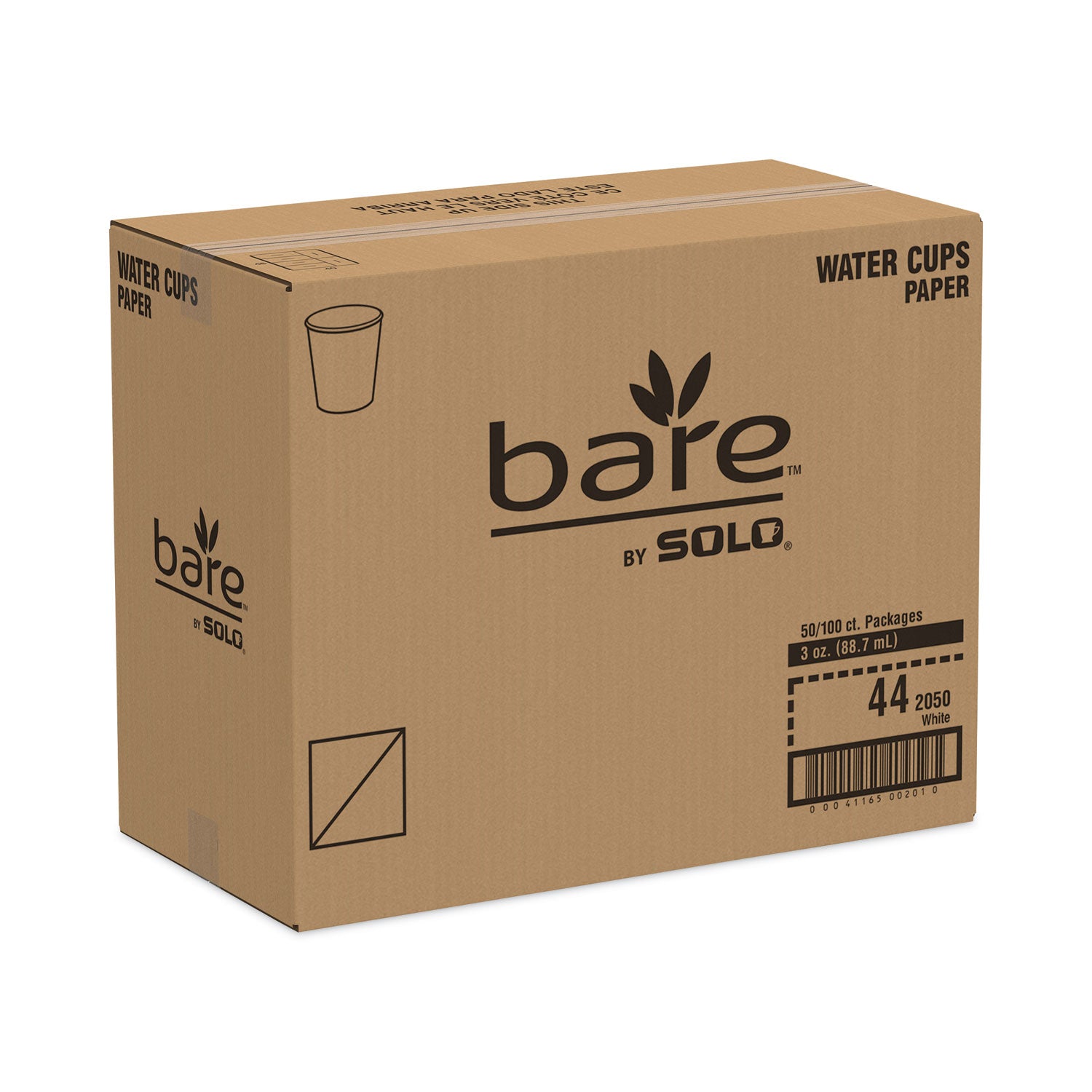 White Paper Water Cups, 3 oz, 100/Pack -