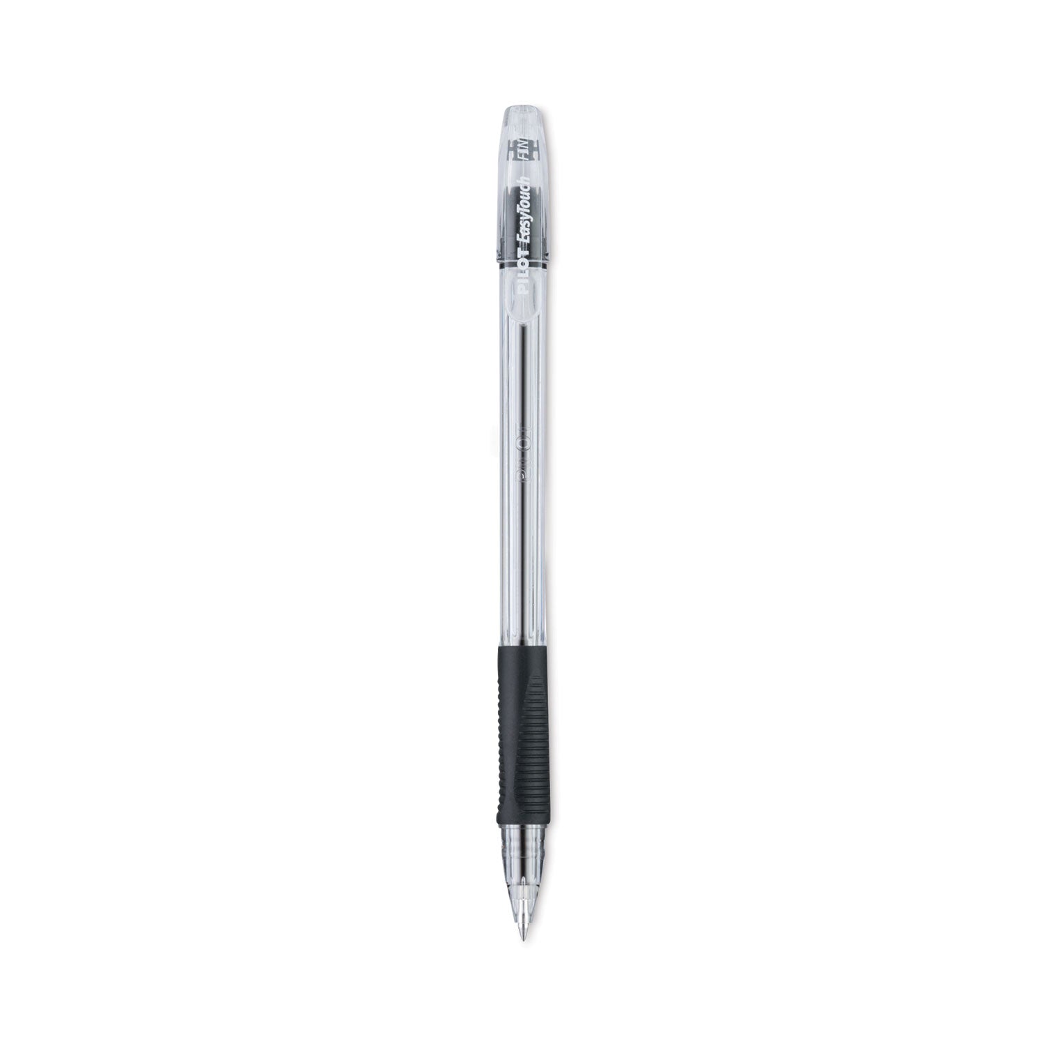 EasyTouch Ballpoint Pen, Stick, Fine 0.7 mm, Black Ink, Clear/Black Barrel, Dozen - 1