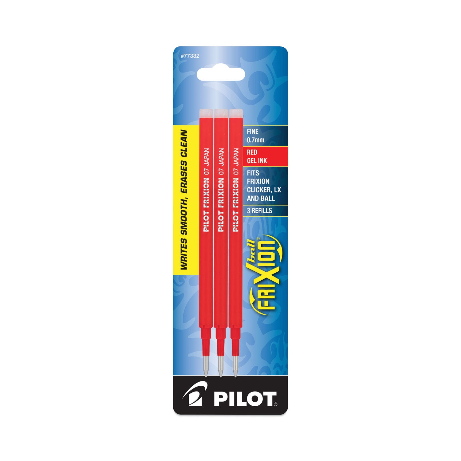 Refill for Pilot FriXion Erasable, FriXion Ball, FriXion Clicker and FriXion LX Gel Ink Pens, Fine Tip, Red Ink, 3/Pack -