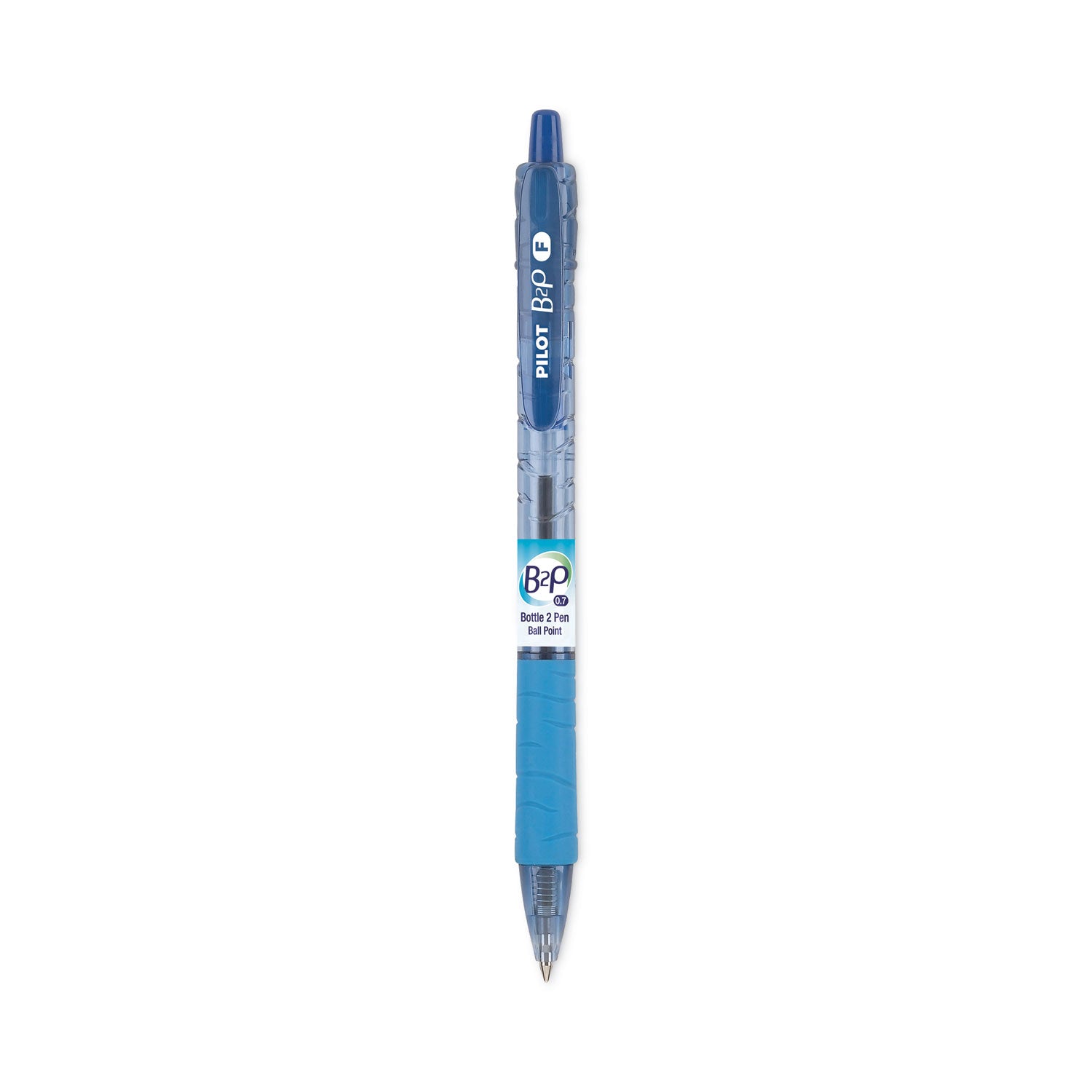 B2P Bottle-2-Pen Recycled Ballpoint Pen, Retractable, Fine 0.7 mm, Blue Ink, Translucent Blue Barrel, Dozen -