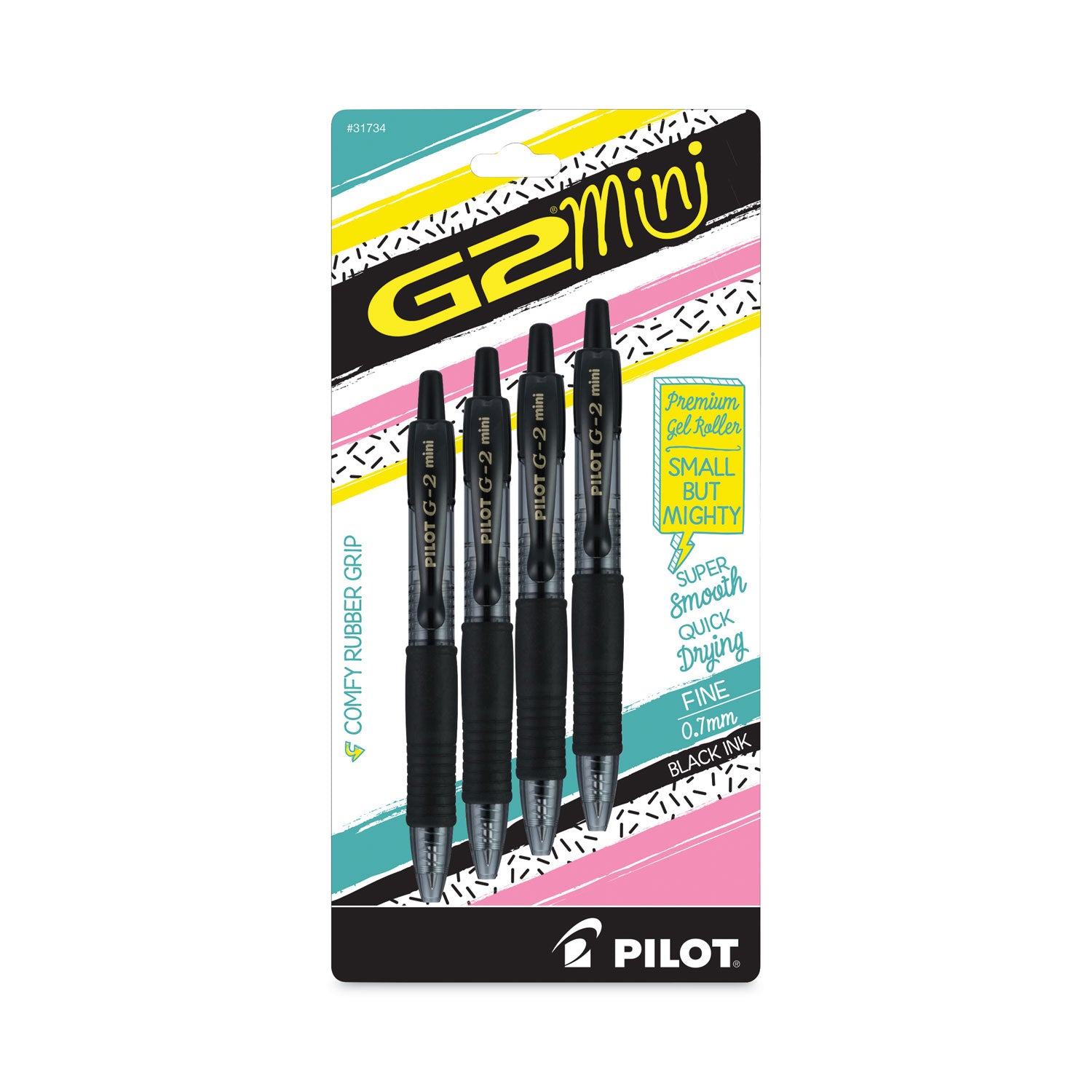 g2-mini-gel-pen-retractable-fine-07-mm-black-ink-smoke-black-barrel-4-pack_pil31734 - 2