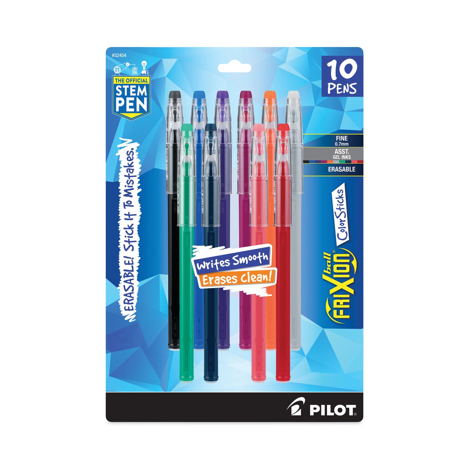 frixion-colorsticks-erasable-gel-pen-stick-fine-07-mm-ten-assorted-ink-and-barrel-colors-10-pack_pil32454 - 1