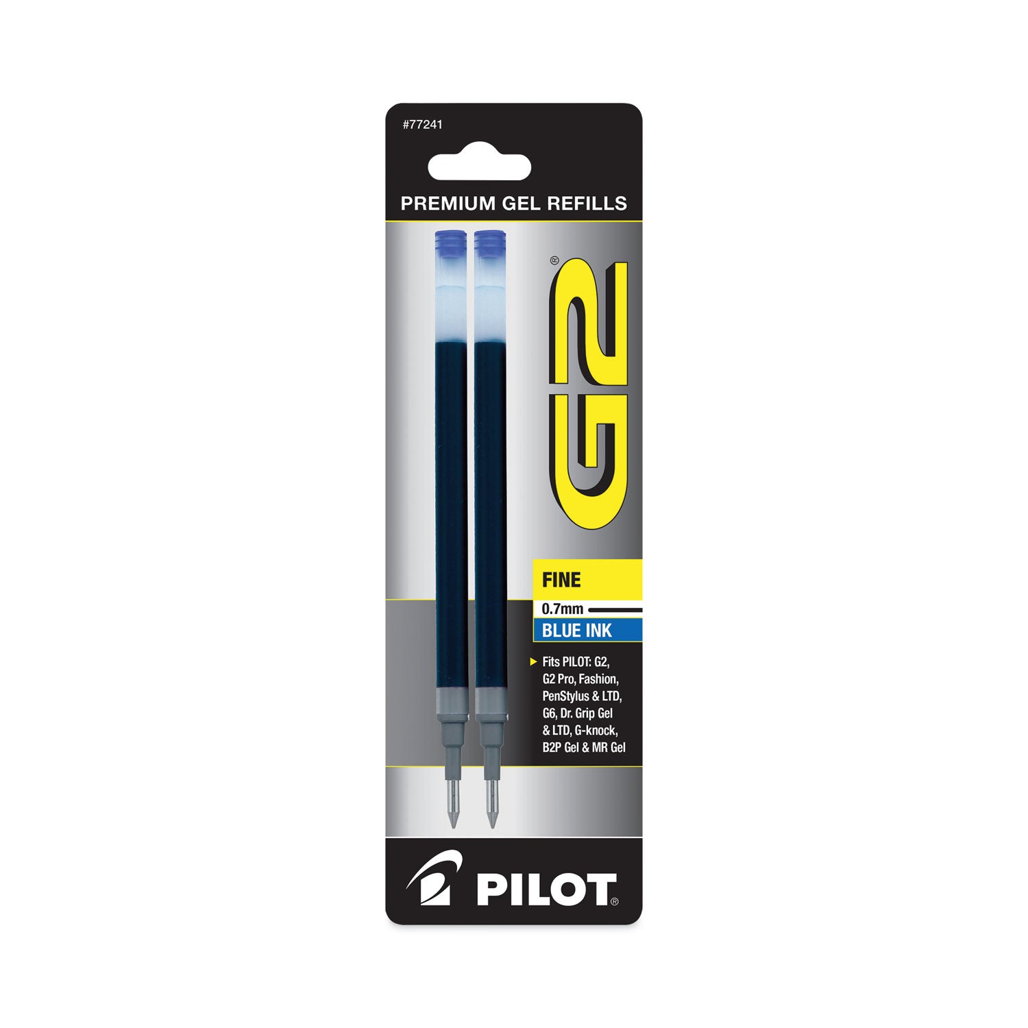 Refill for Pilot B2P, Dr Grip, G2, G6, MR Metropolitan, Precise BeGreen and Q7 Gel Pens, Fine Tip, Blue Ink, 2/Pack -