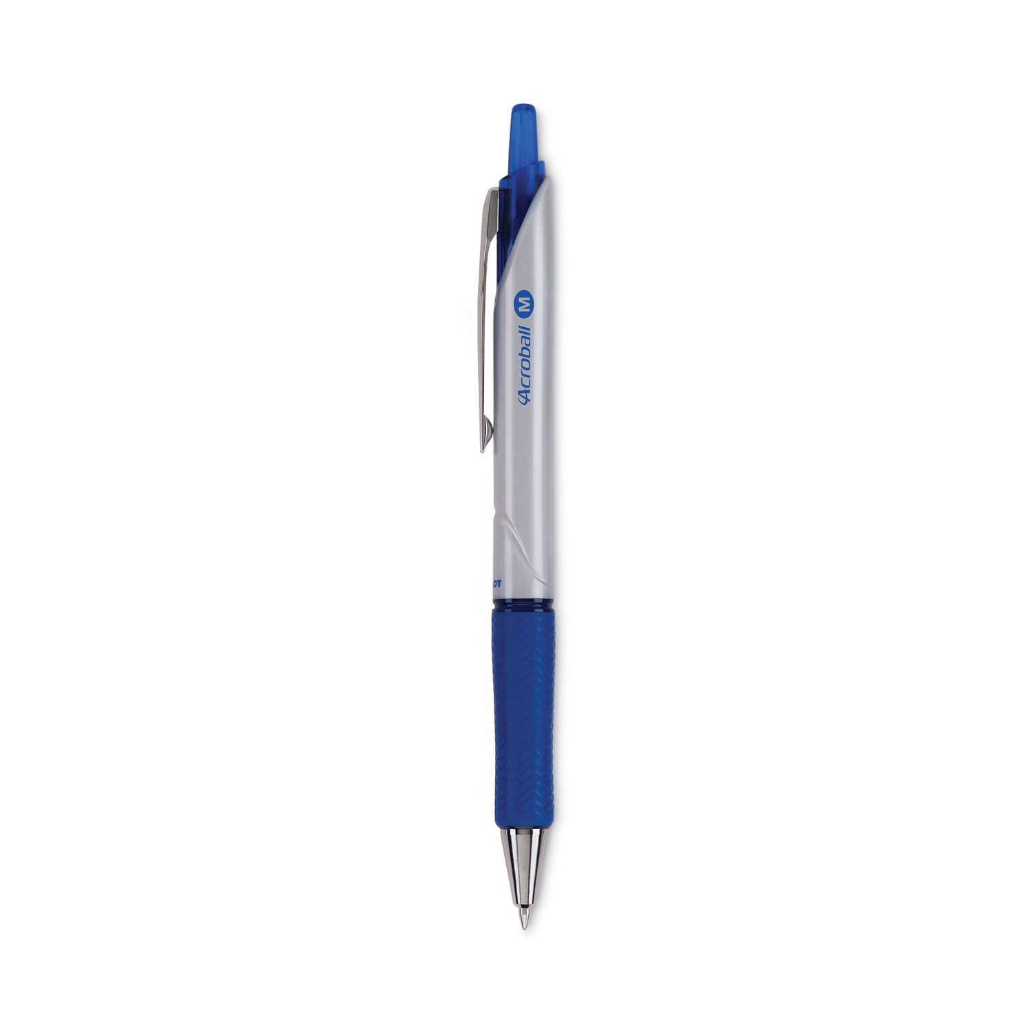 Acroball Pro Advanced Ink Hybrid Gel Pen, Retractable, Medium 1 mm, Blue Ink, Silver/Blue Barrel, Dozen -