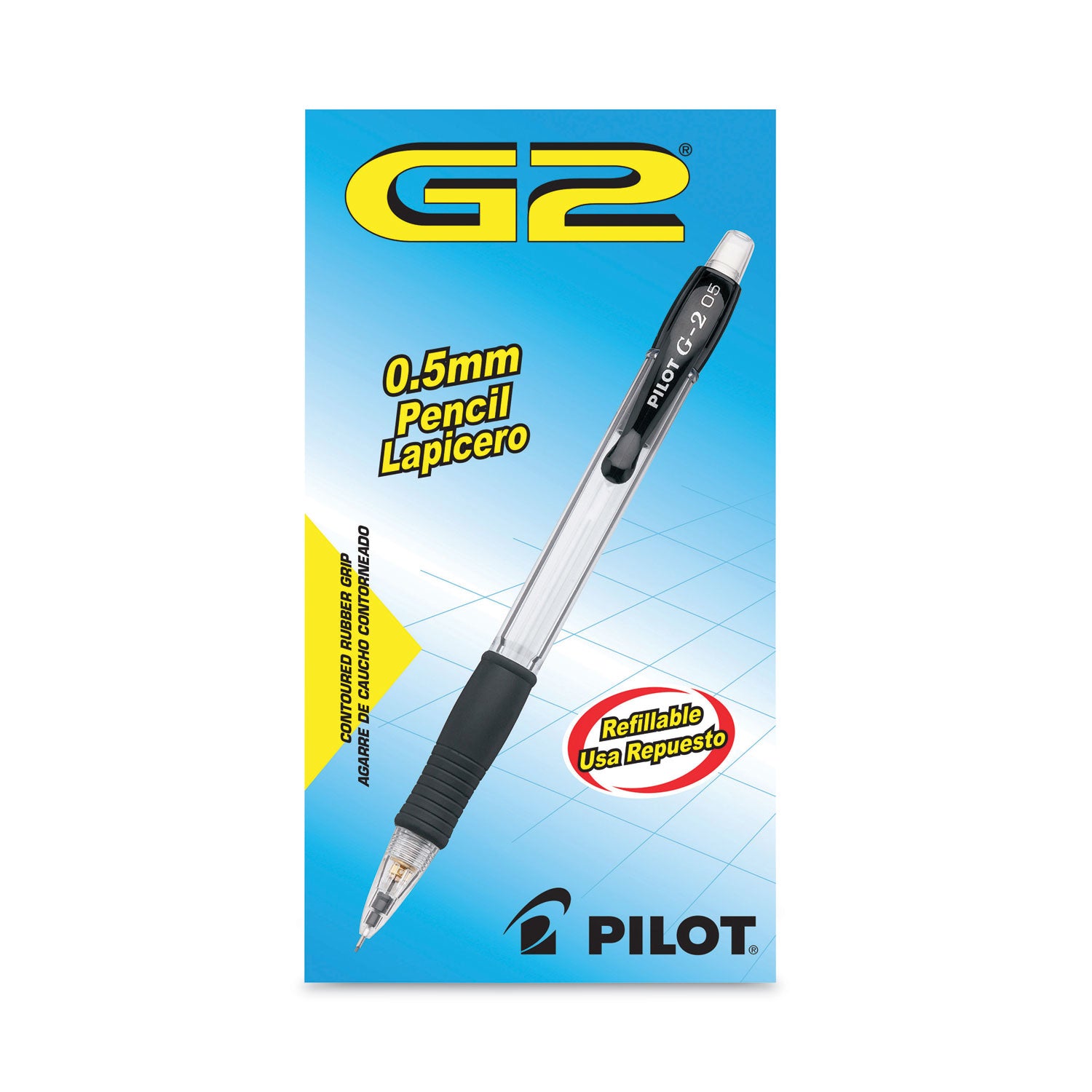 G2 Mechanical Pencil, 0.7 mm, HB (#2), Black Lead, Clear/Black Barrel, Dozen -