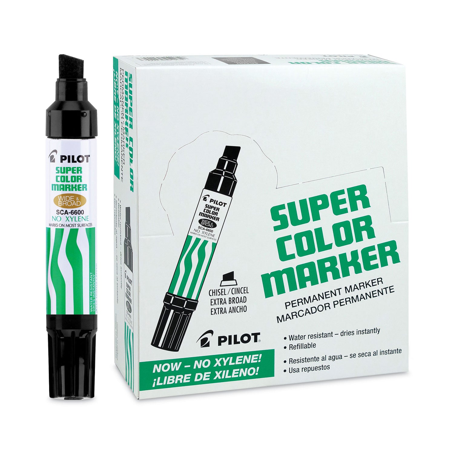Jumbo Refillable Permanent Marker, Broad Chisel Tip, Black -
