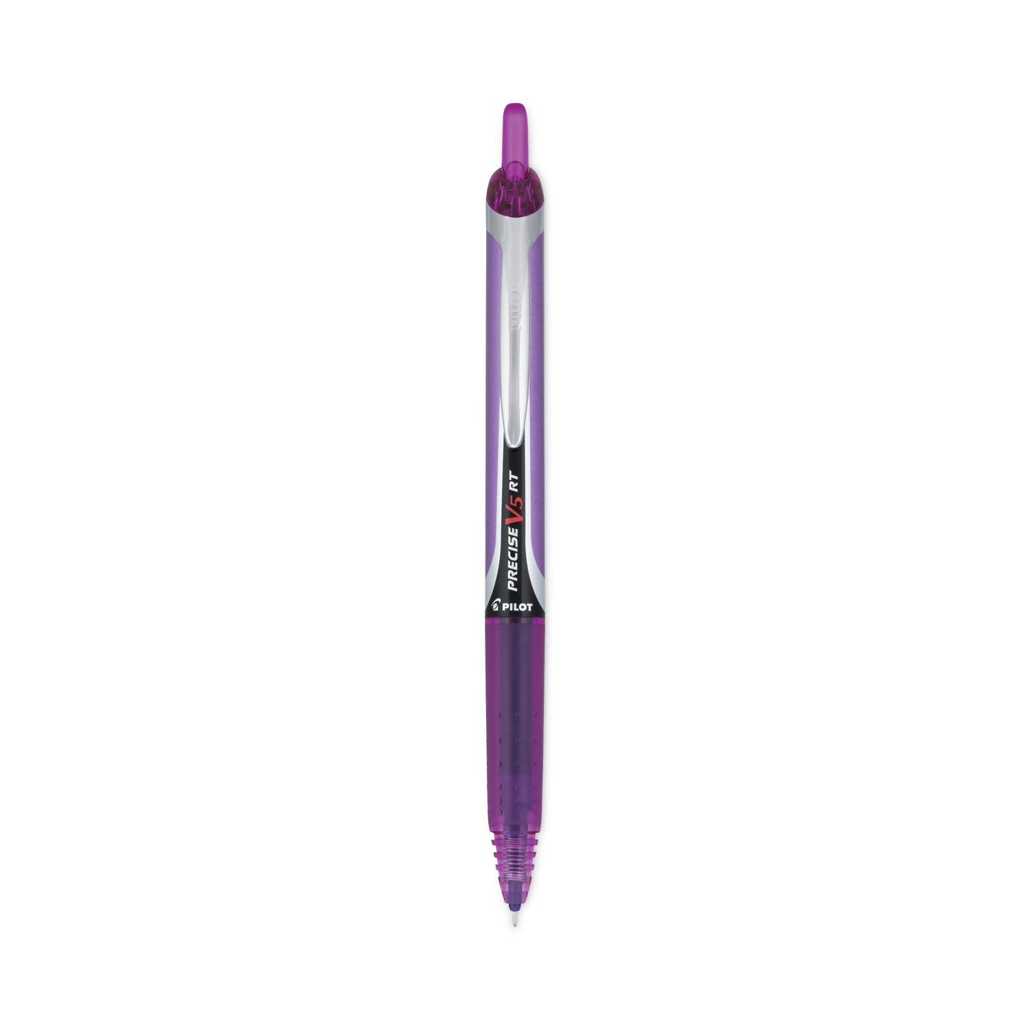 Precise V5RT Roller Ball Pen, Retractable, Extra-Fine 0.5 mm, Purple Ink, Purple Barrel -