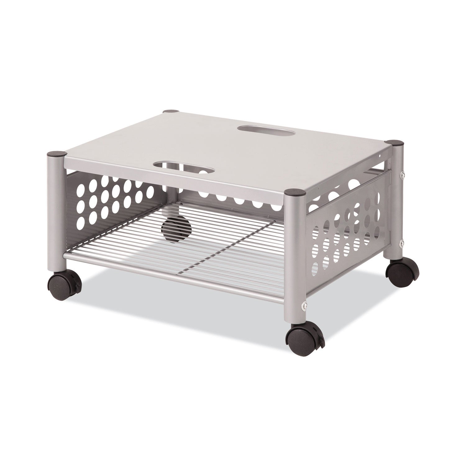 Underdesk Machine Stand, Metal, 2 Shelves, 90 lb Capacity, 21.5" x 17.88" x 11.5", Matte Gray -