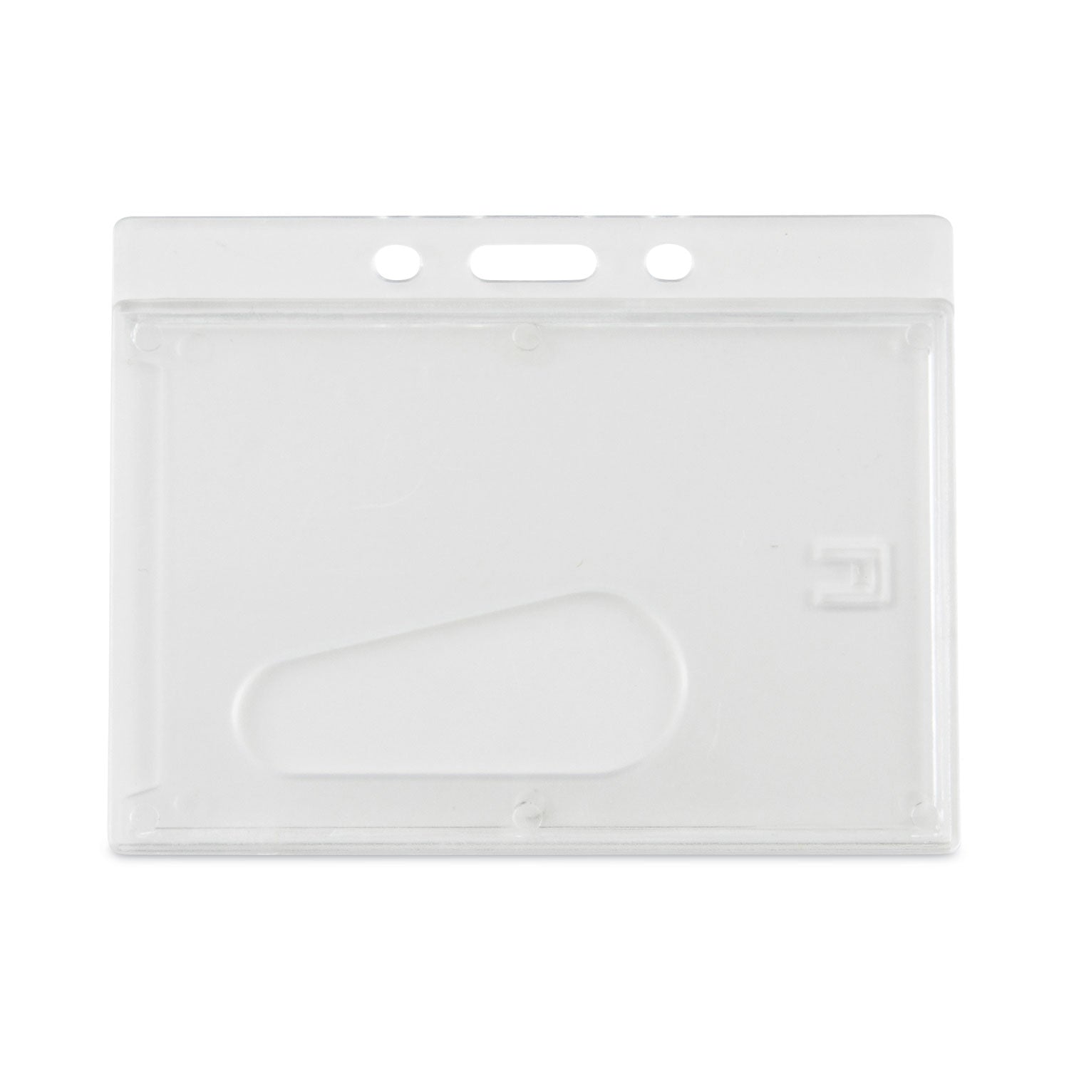 Frosted One-Card Rigid Badge Holders, Horizontal, Frosted 3.68" x 2.75" Holder, 3.38" x 2.13" Insert, 25/Box -