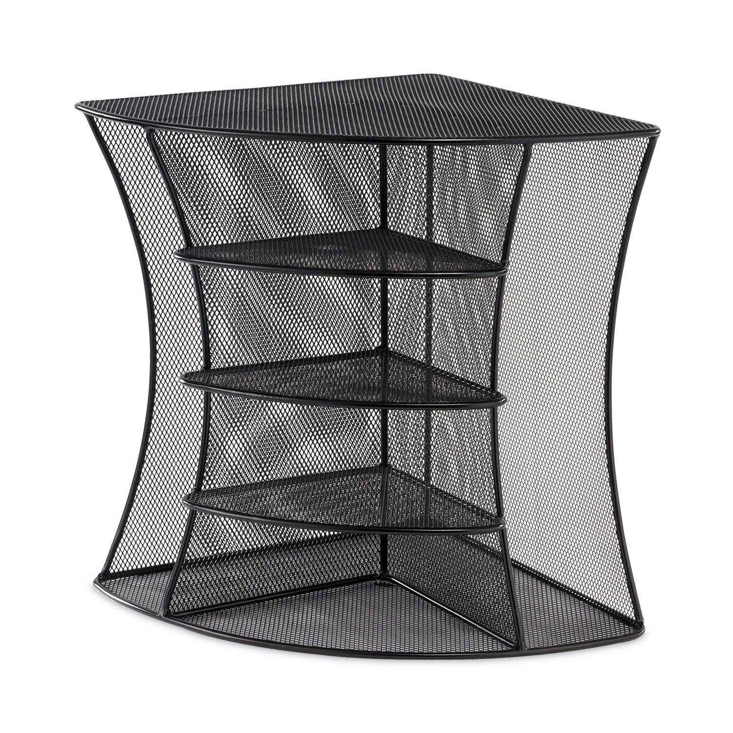 Onyx Mesh Corner Organizer, Six Sections, 15 x 11 x 13, Black -