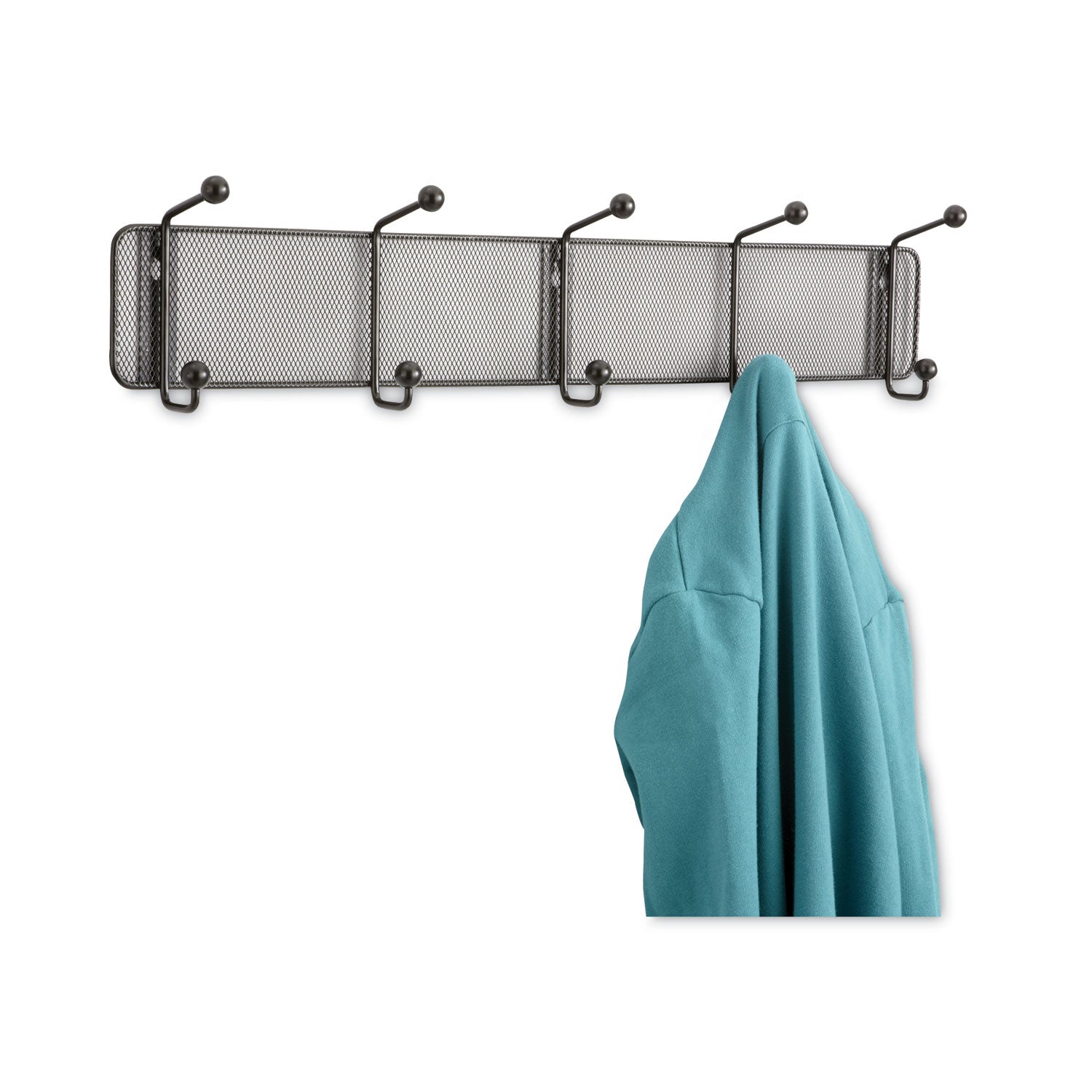 Onyx Mesh Wall Racks, 5 Hook, 26.75w x 3d x 5.5h, Black -