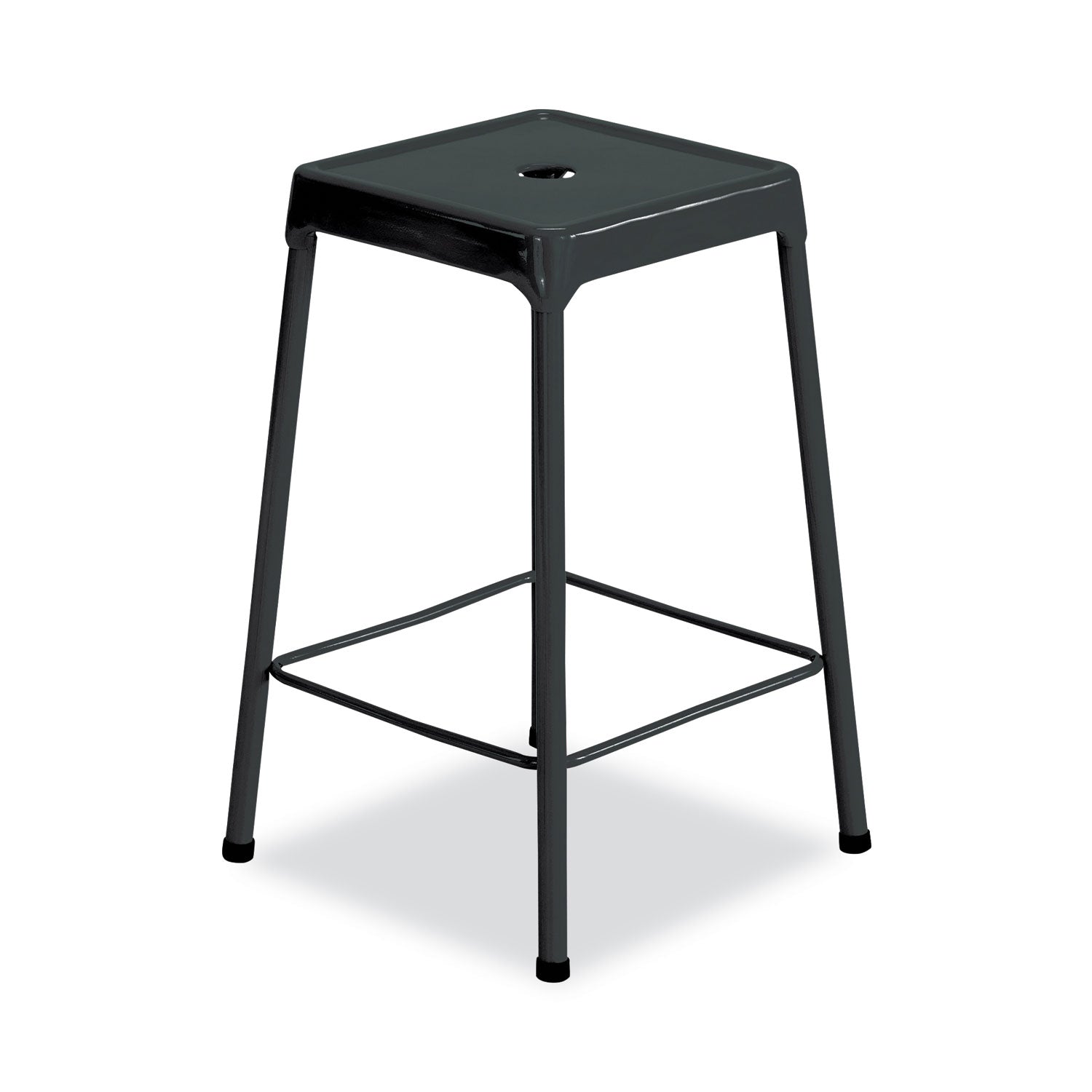 Counter-Height Steel Stool, Backless, Supports Up to 250 lb, 25" Seat Height, Black -