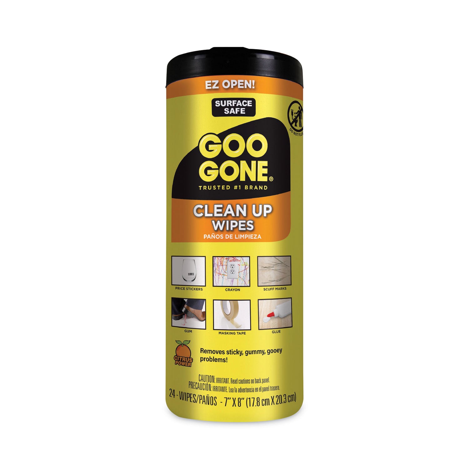 Clean Up Wipes, 1-Ply, 8 x 7, Citrus Scent, White, 24/Canister, 4 Canisters/Carton - 2
