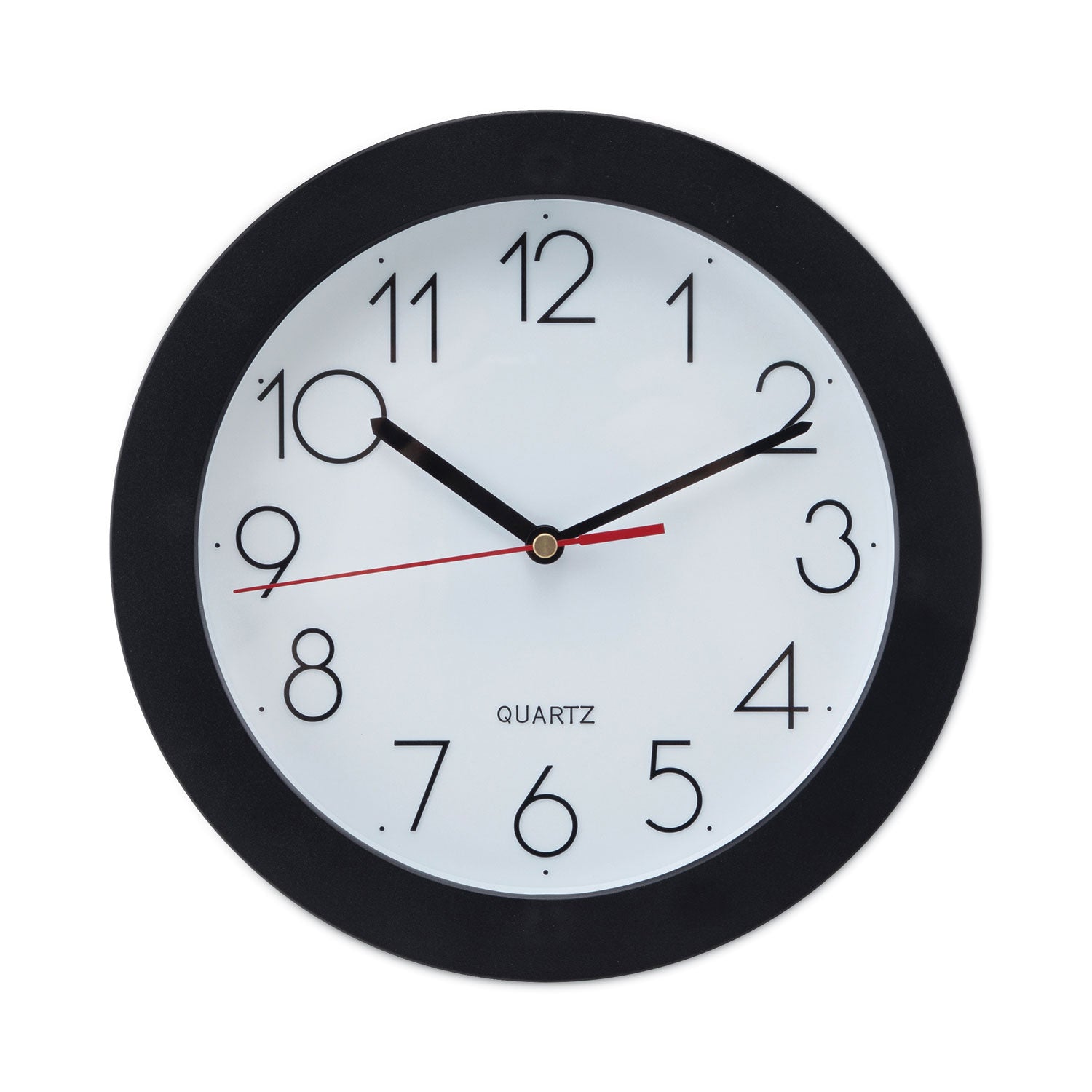 Bold Round Wall Clock, 9.75" Overall Diameter, Black Case, 1 AA (sold separately) -