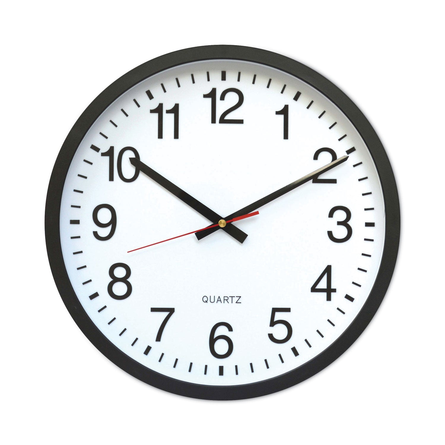 Classic Round Wall Clock, 12.63" Overall Diameter, Black Case, 1 AA (sold separately) -