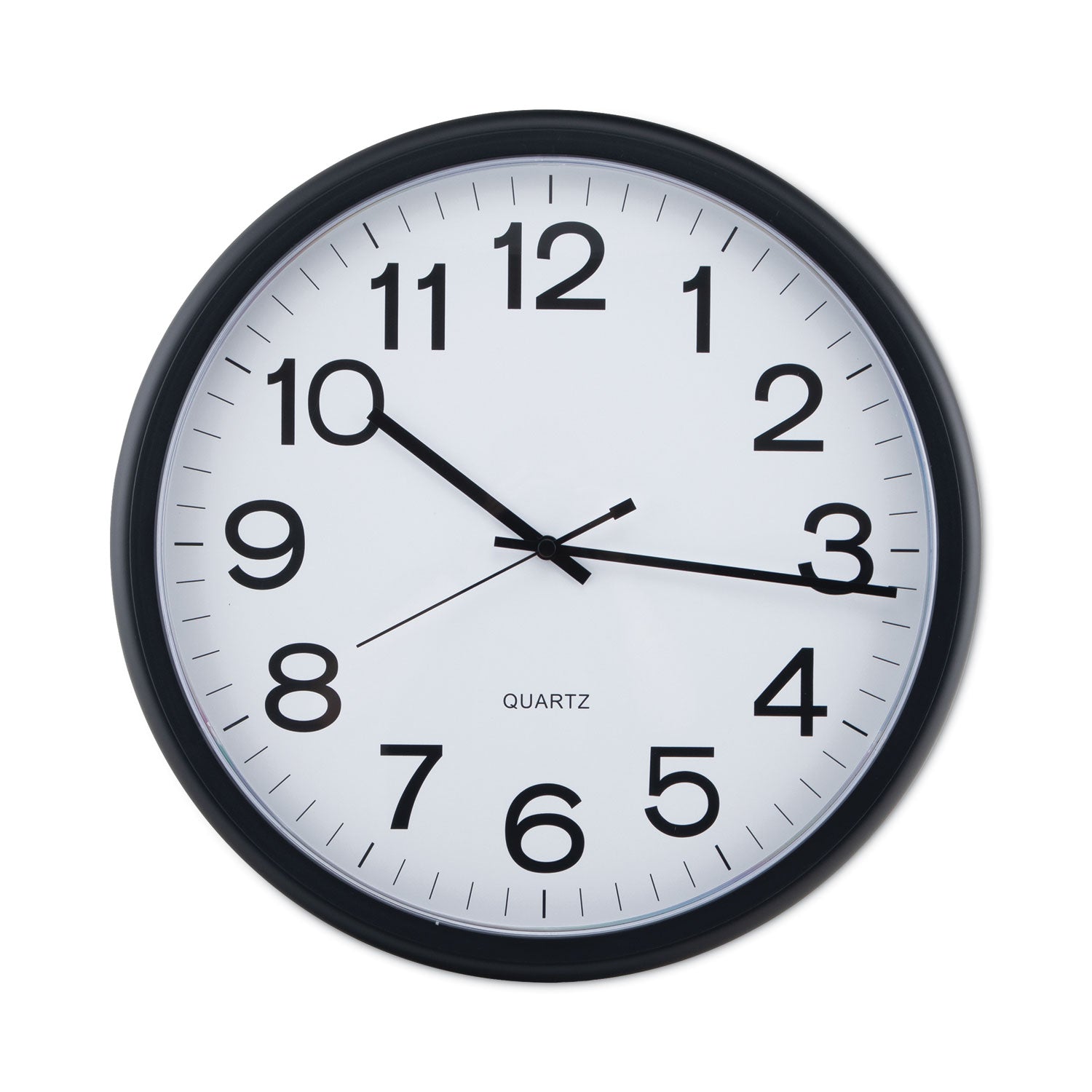 Round Wall Clock, 13.5" Overall Diameter, Black Case, 1 AA (sold separately) -