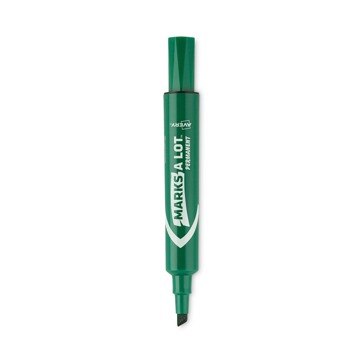 MARKS A LOT Regular Desk-Style Permanent Marker, Broad Chisel Tip, Green, Dozen (7885) -