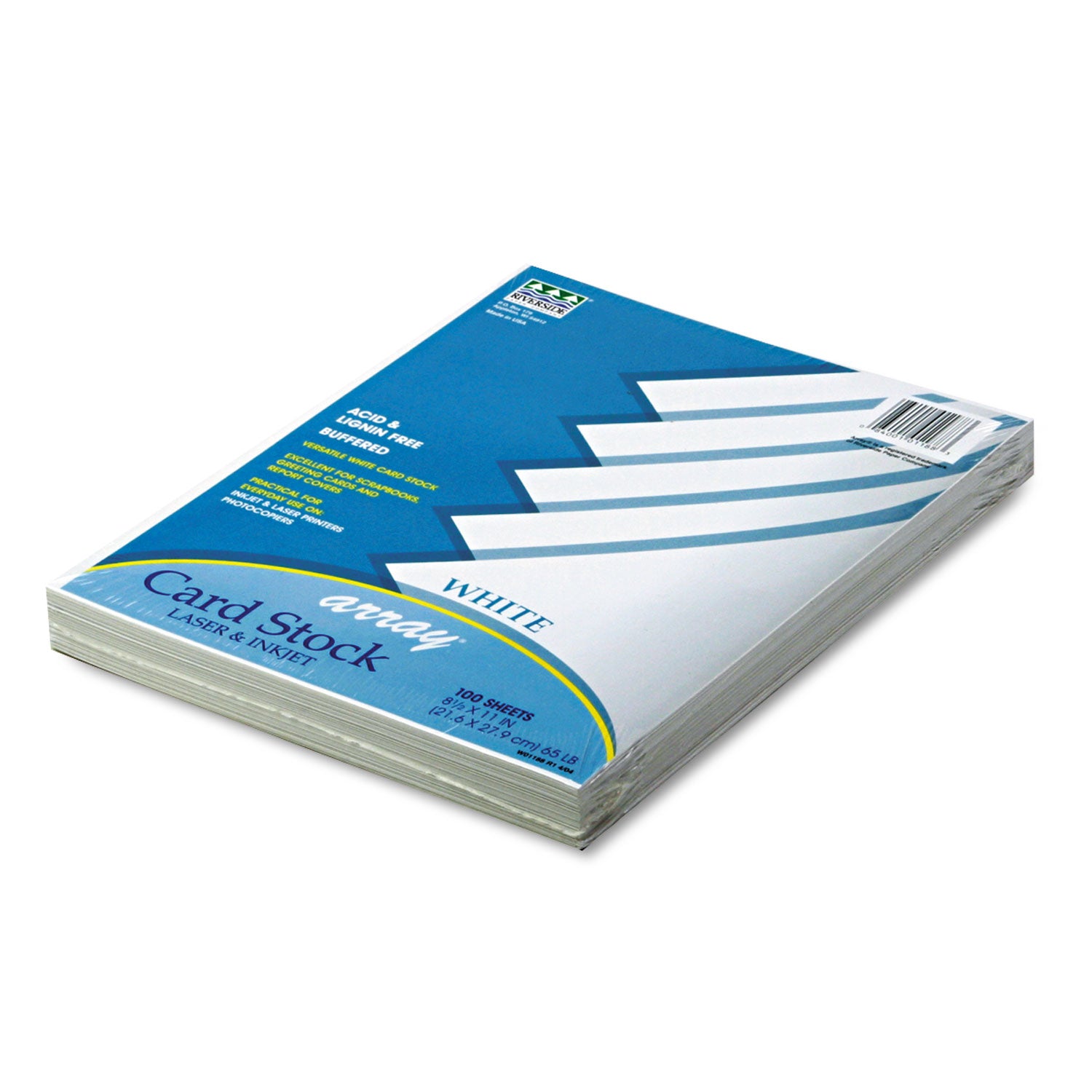 Array Card Stock, 65 lb Cover Weight, 8.5 x 11, White, 100/Pack -