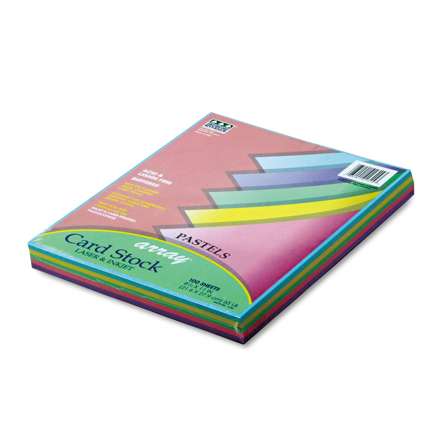 Array Card Stock, 65 lb Cover Weight, 8.5 x 11, Assorted Pastel Colors, 100/Pack -