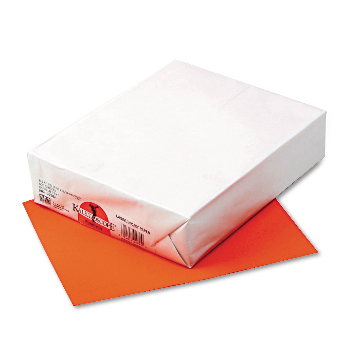 Kaleidoscope Multipurpose Colored Paper, 24 lb Bond Weight, 8.5 x 11, Pumpkin, 500/Ream -