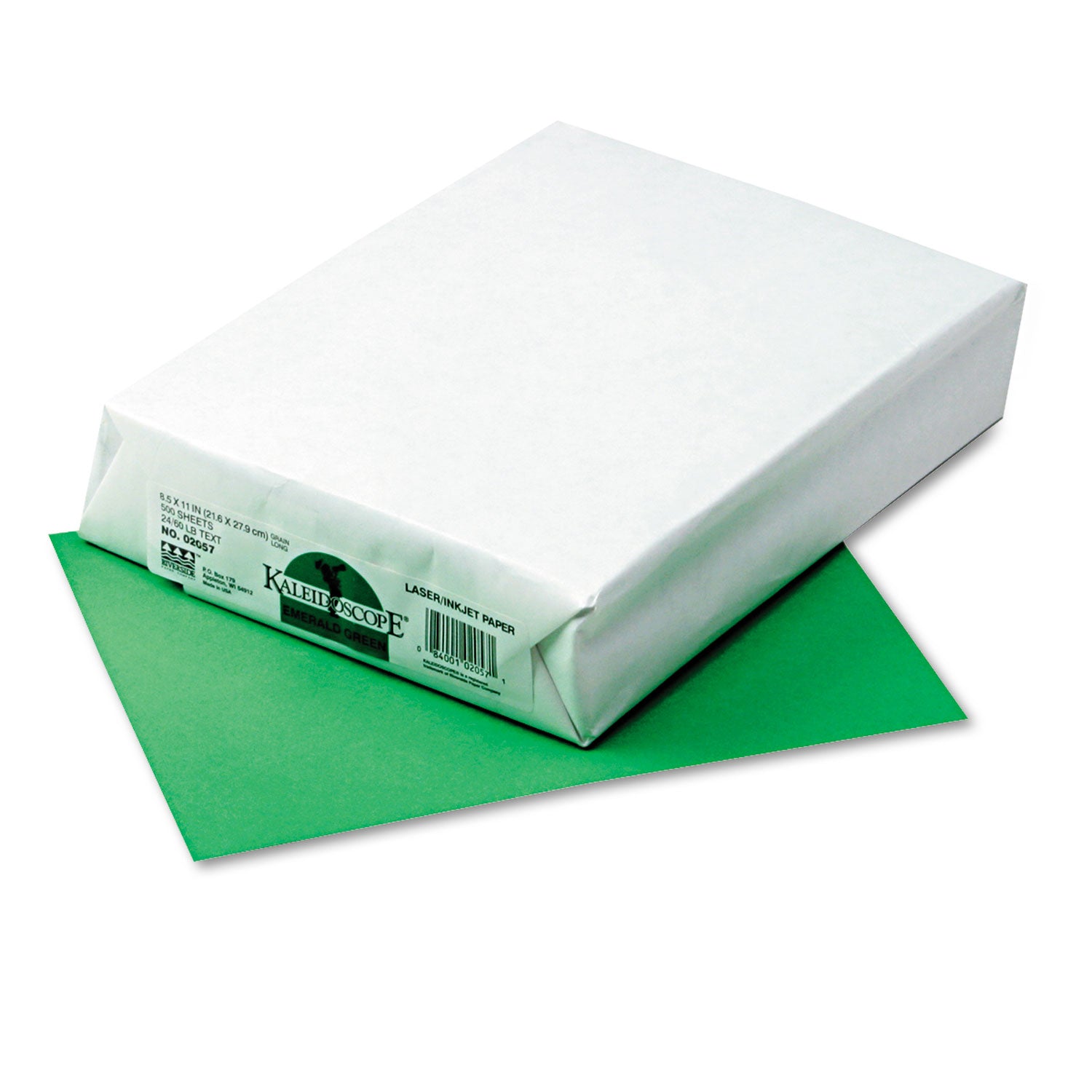 Kaleidoscope Multipurpose Colored Paper, 24 lb Bond Weight, 8.5 x 11, Emerald Green, 500/Ream -