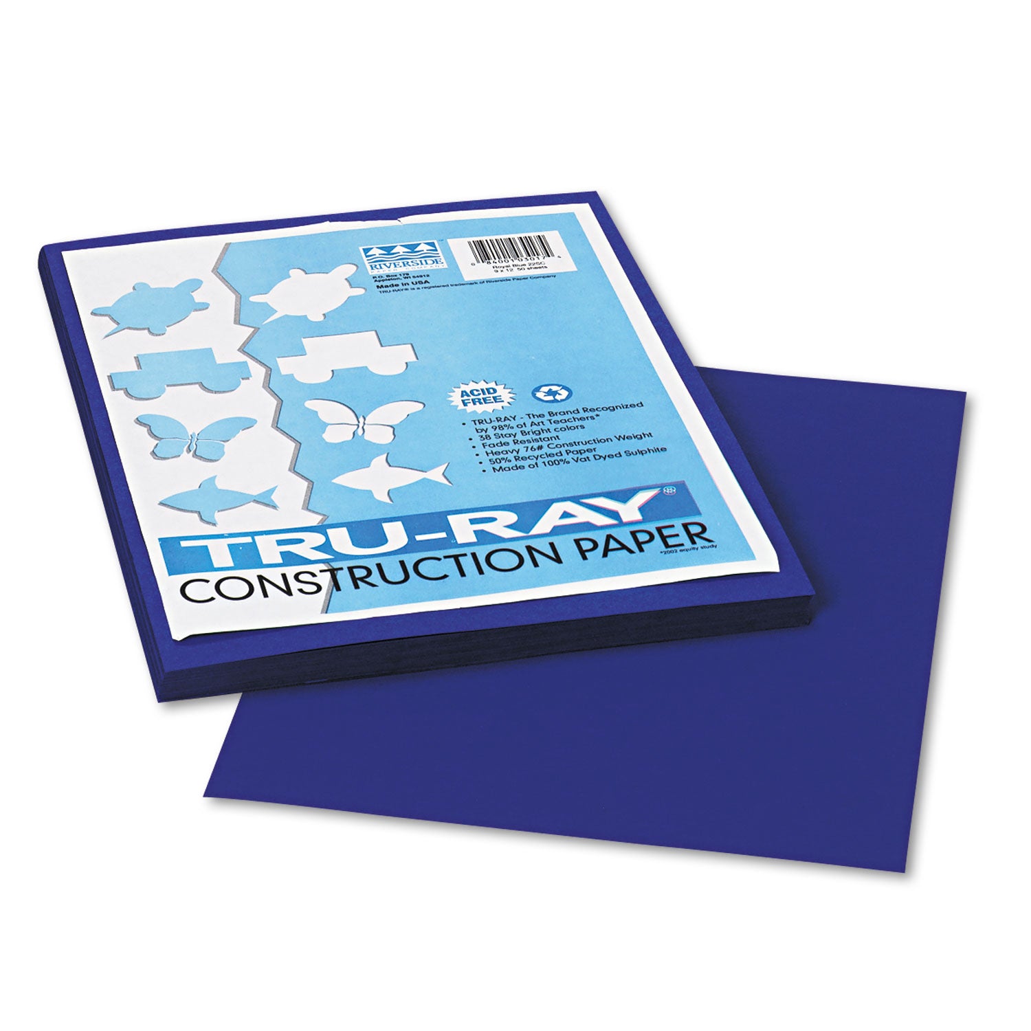Tru-Ray Construction Paper, 76 lb Text Weight, 9 x 12, Royal Blue, 50/Pack -