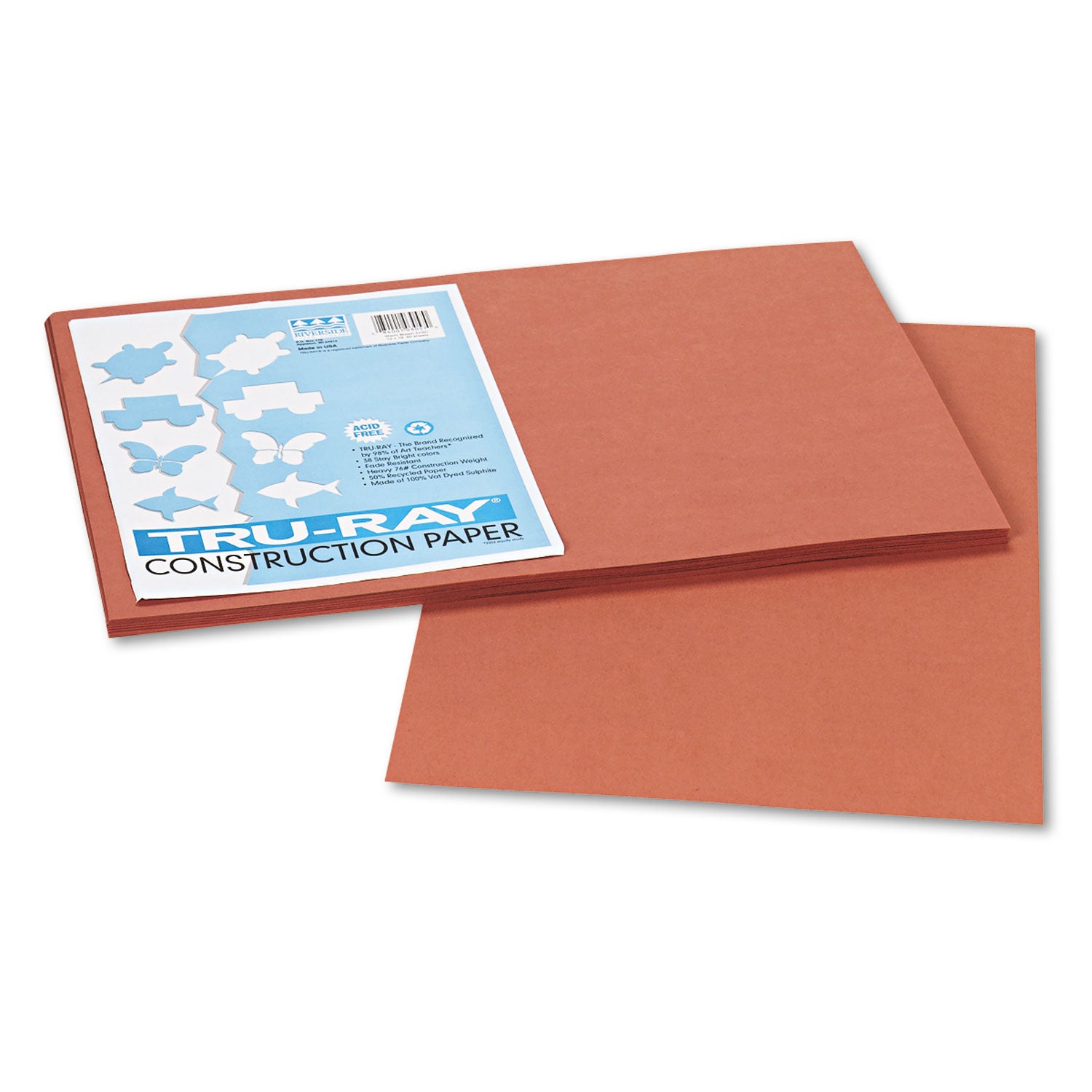 Tru-Ray Construction Paper, 76 lb Text Weight, 12 x 18, Warm Brown, 50/Pack -