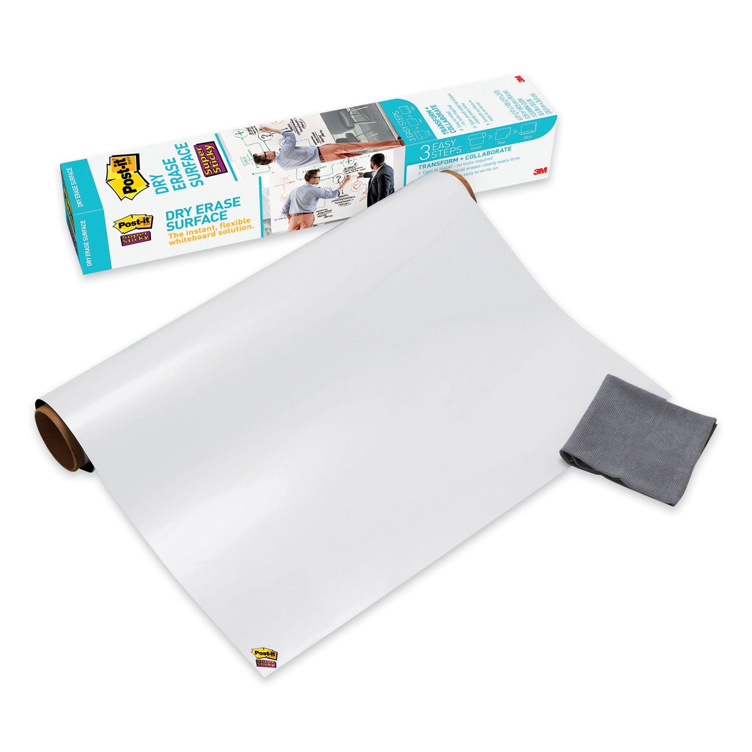 Dry Erase Surface with Adhesive Backing, 36 x 24, White Surface -