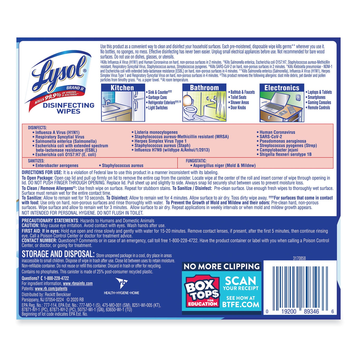 Disinfecting Wipes, 1-Ply, 7 x 7.25, Crisp Linen, White, 80 Wipes/Canister -