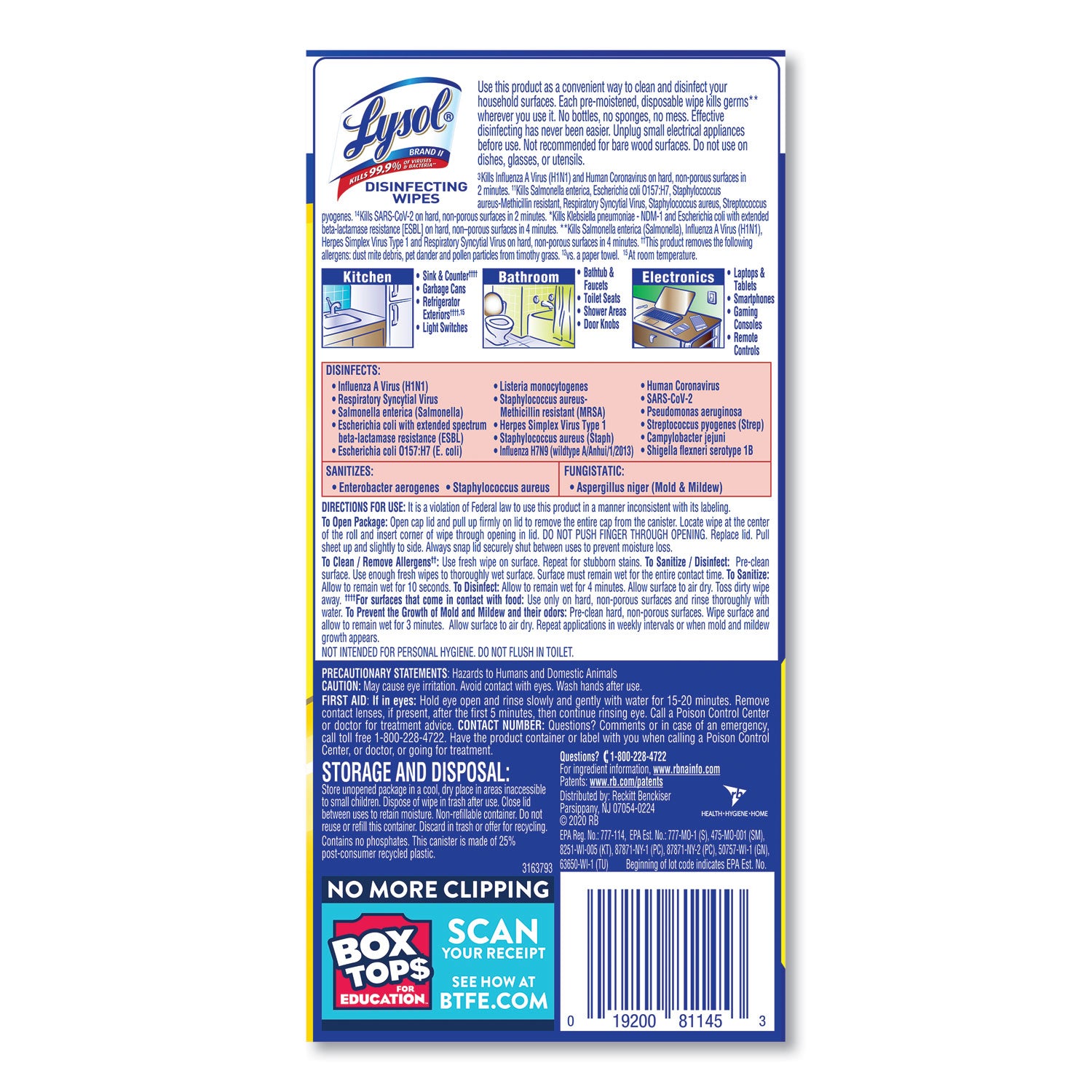 Disinfecting Wipes, 1-Ply, 7 x 7.25, Lemon and Lime Blossom, White, 35 Wipes/Canister -
