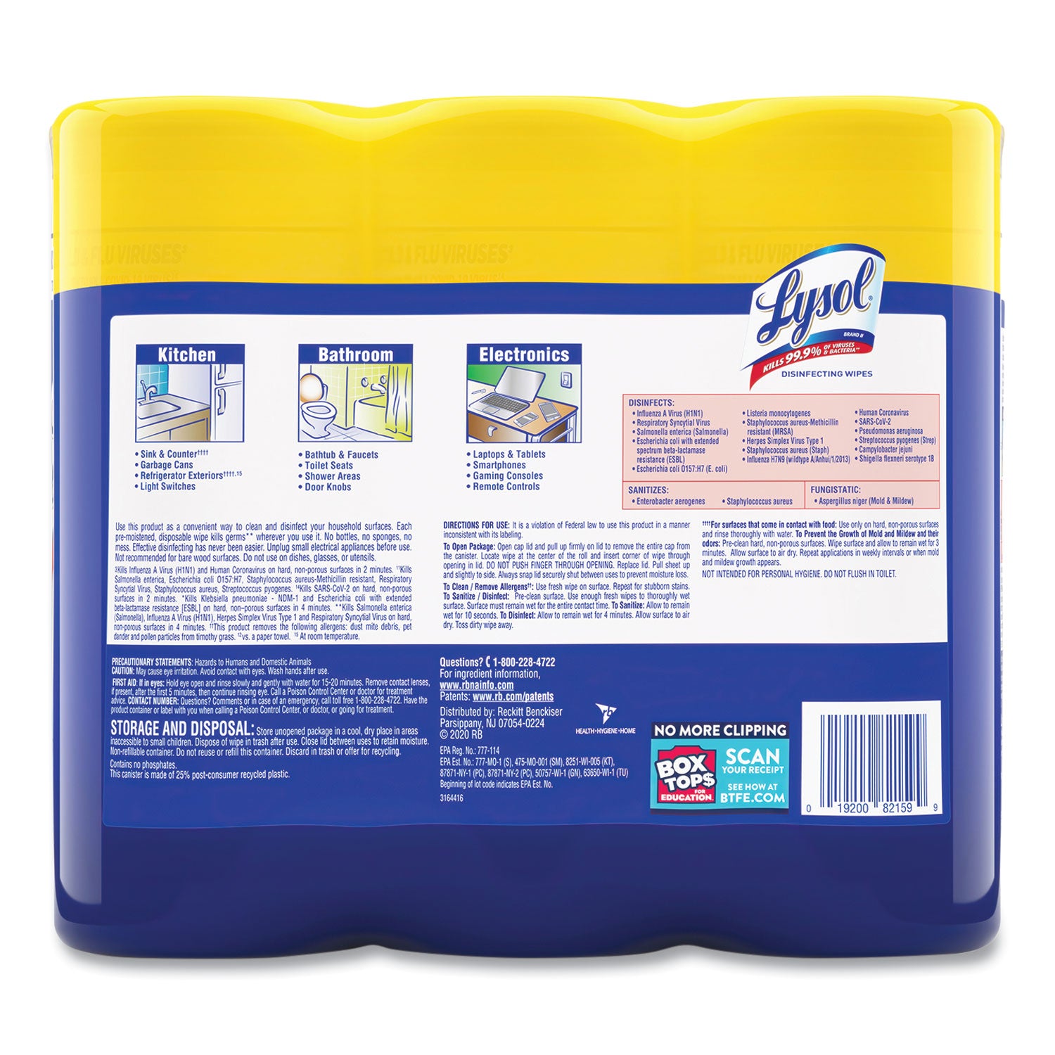 Disinfecting Wipes, 1-Ply, 7 x 7.25, Lemon and Lime Blossom, White, 35 Wipes/Canister, 3 Canisters/Pack, 4 Packs/Carton -