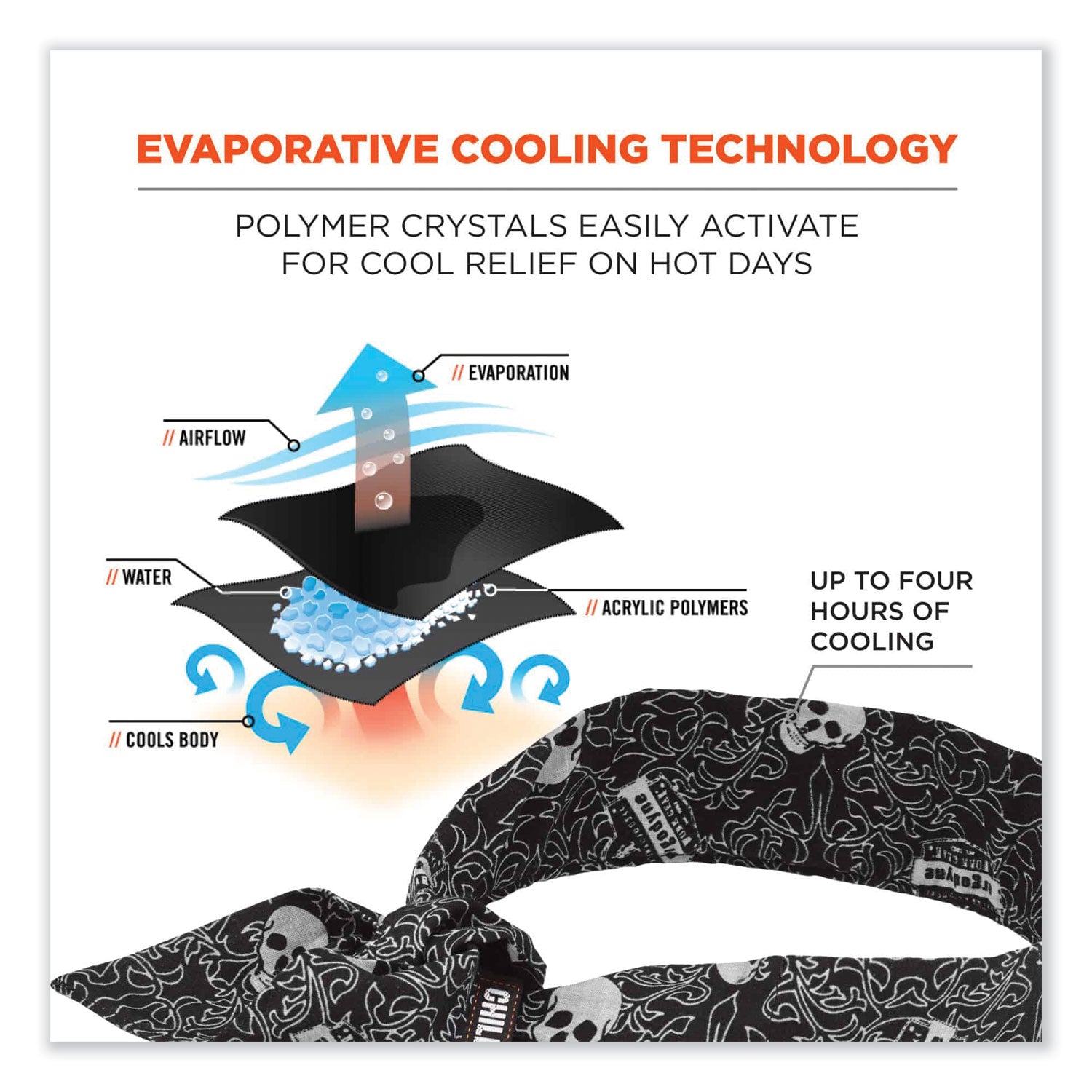 chill-its-6700-cooling-bandana-polymer-tie-headband-one-size-fits-most-skulls-ships-in-1-3-business-days_ego12329 - 2