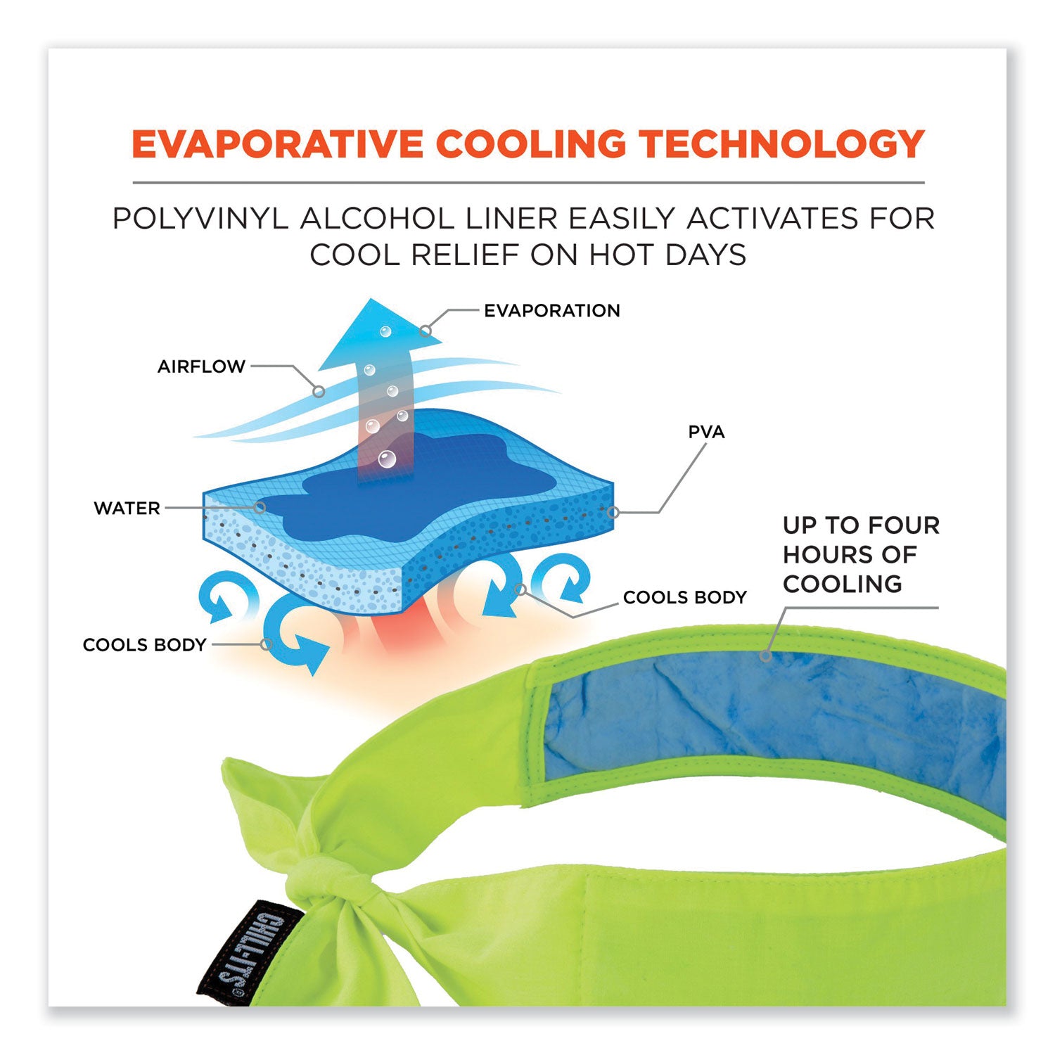 chill-its-6700ct-cooling-bandana-pva-tie-headband-one-size-fits-most-lime-ships-in-1-3-business-days_ego12566 - 2