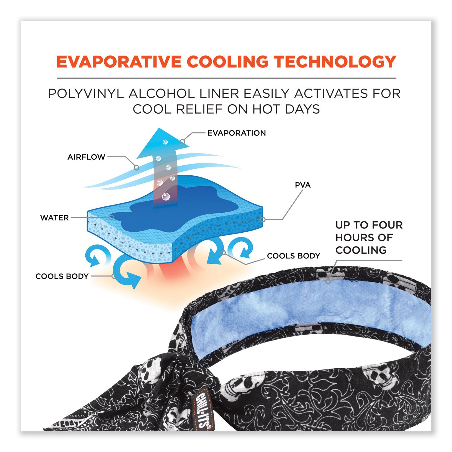 chill-its-6700ct-cooling-bandana-pva-tie-headband-one-size-fits-most-skulls-ships-in-1-3-business-days_ego12569 - 2