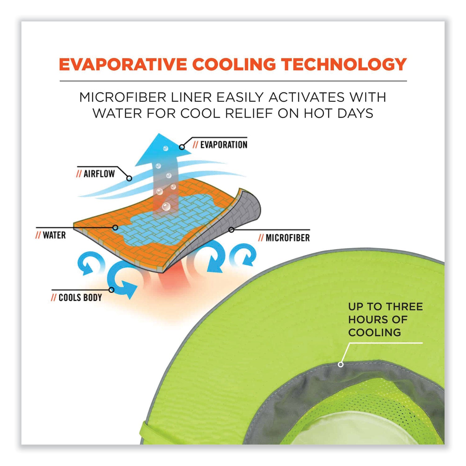 chill-its-8935mf-hi-vis-microfiber-ranger-sun-hat-small-medium-lime-ships-in-1-3-business-days_ego12593 - 2