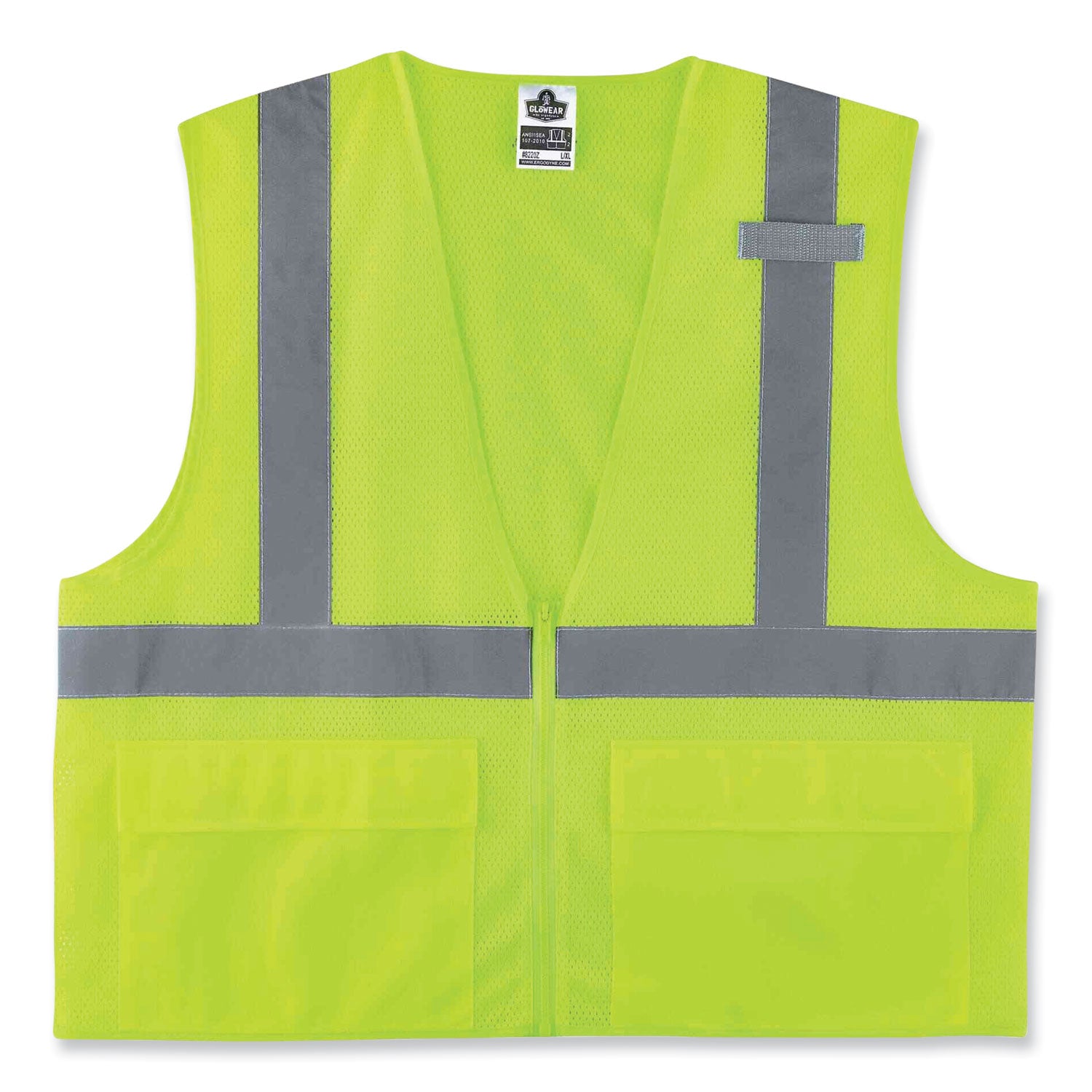 glowear-8220z-class-2-standard-mesh-zipper-vest-polyester-small-medium-lime-ships-in-1-3-business-days_ego21123 - 1
