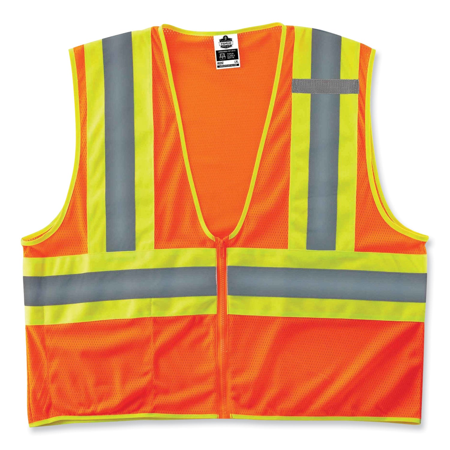 GloWear 8229Z Class 2 Economy Two-Tone Zipper Vest, Polyester, Large/X-Large, Orange, Ships in 1-3 Business Days -