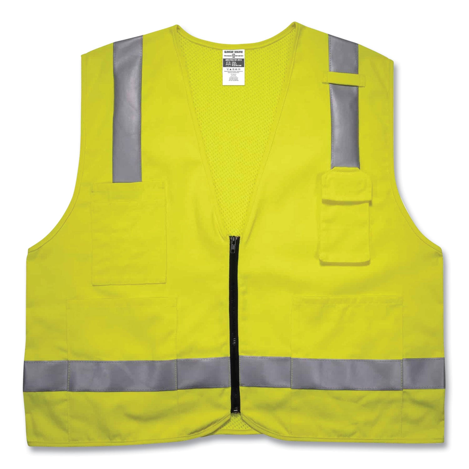 glowear-8262frz-class-2-fr-surveyor-zipper-vest-tencel-modacrylic-para-aramid-kevlar-s-m-lime-ships-in-1-3-business-days_ego21483 - 1