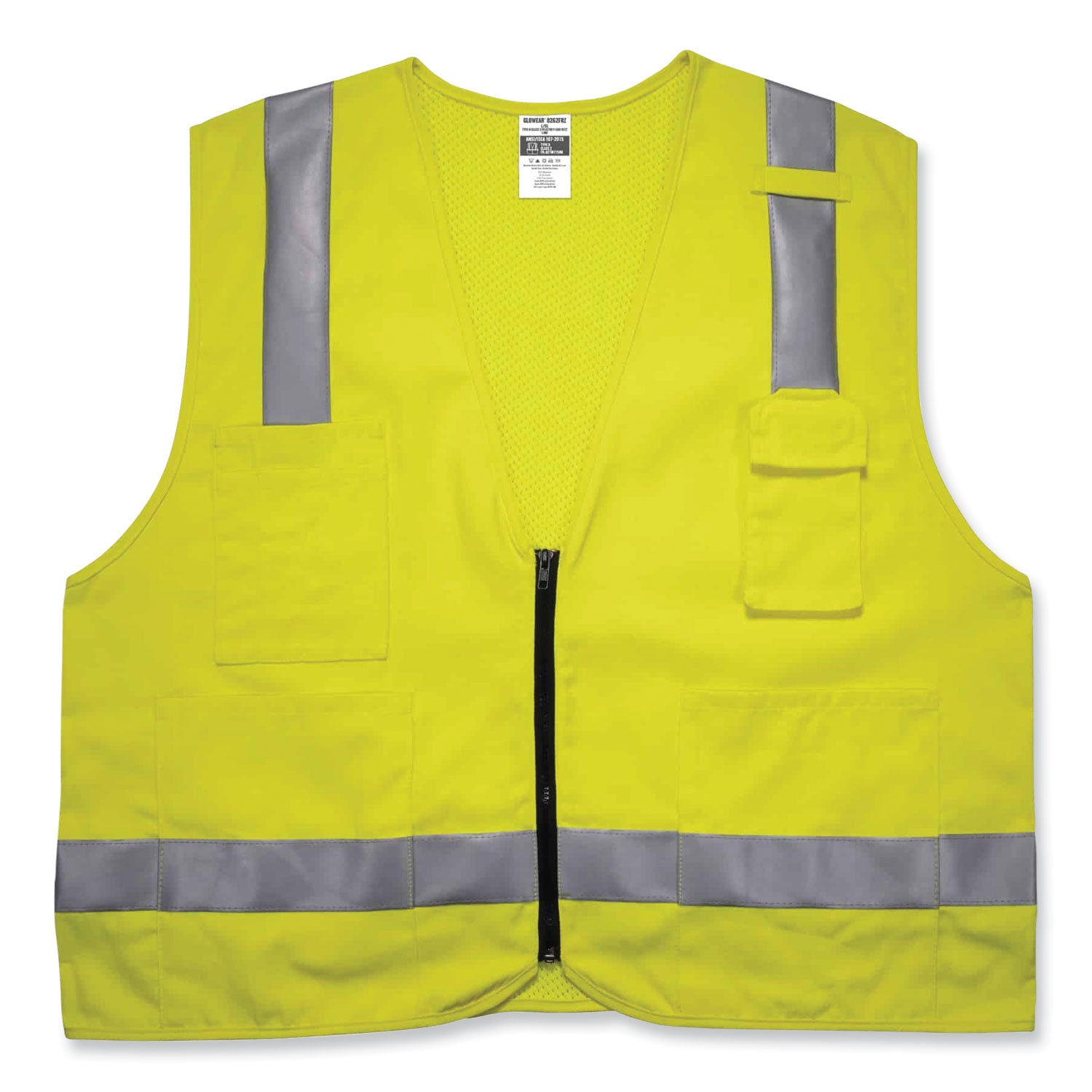 glowear-8262frz-class-2-fr-surveyor-zip-vest-tencel-modacrylic-para-aramid-kevlar-4xl-5xl-lime-ships-in-1-3-business-days_ego21489 - 1