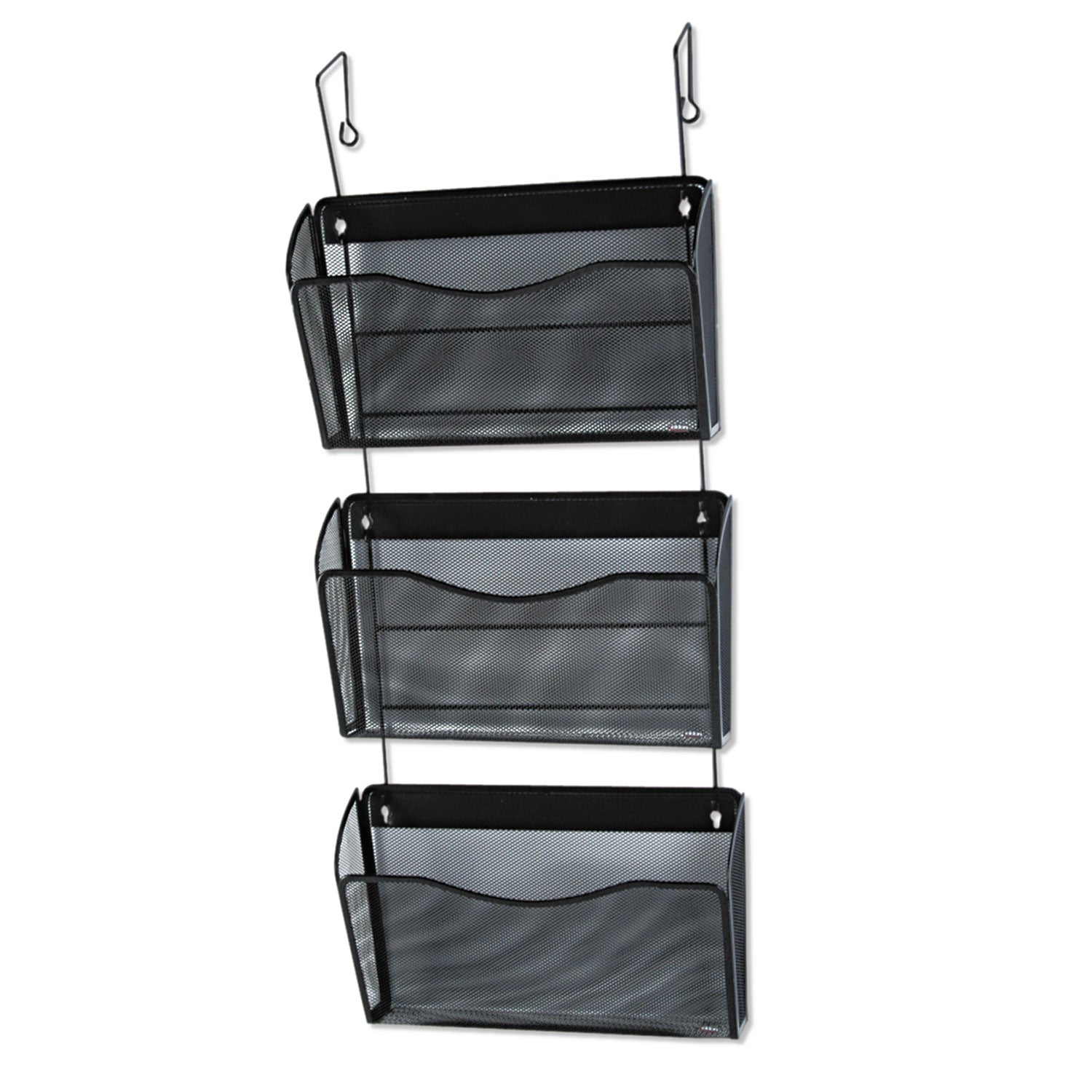 Mesh Three-Pack Wall Files, 3 Sections, Letter Size, 14" x 6.63" x 33.5", Black, 3/Pack -