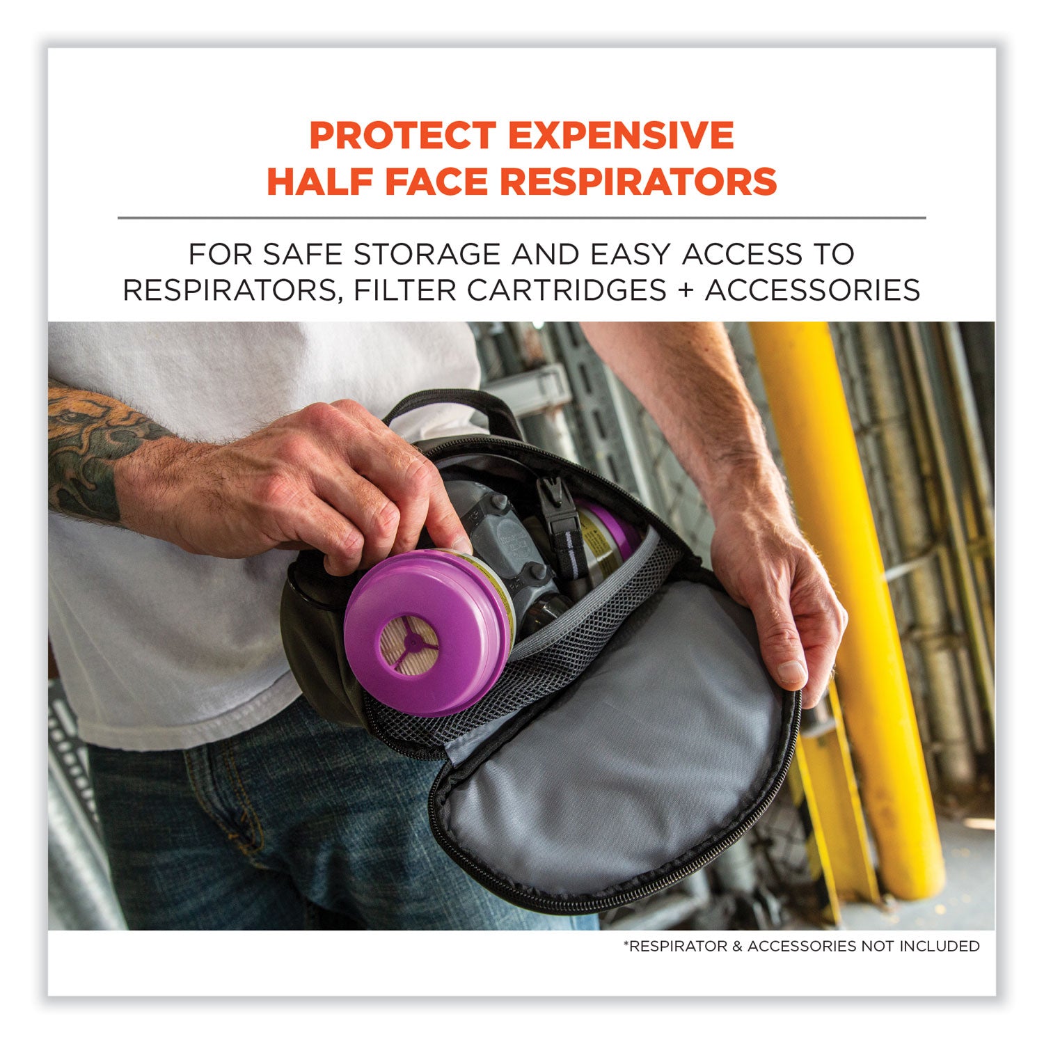 arsenal-5187-clamshell-half-respirator-bag-with-zipper-closure-4-x-9-x-5-gray-ships-in-1-3-business-days_ego13187 - 2