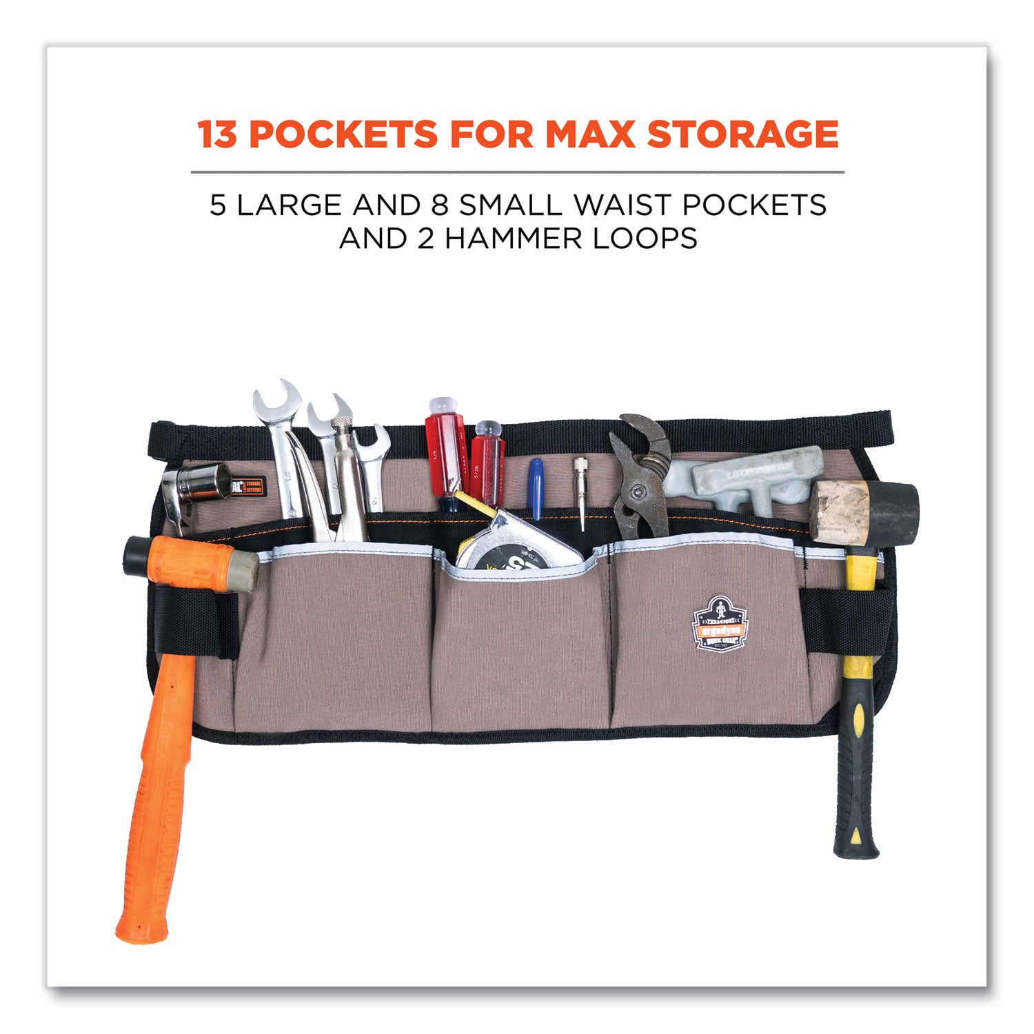 arsenal-5706-13-pocket-waist-apron-13-compartments-23-x-9-canvas-gray-ships-in-1-3-business-days_ego13695 - 2
