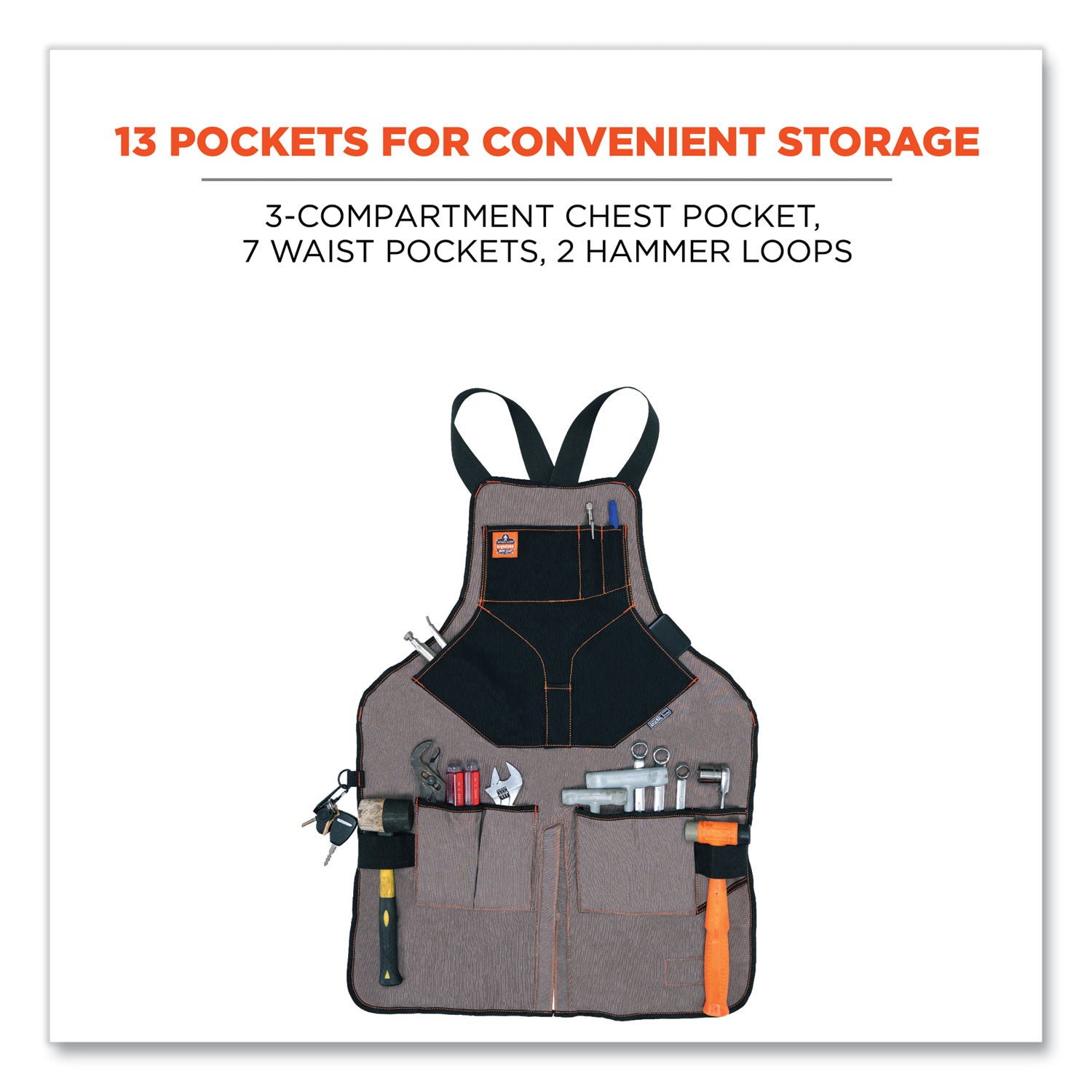 arsenal-5705-extended-length-canvas-tool-apron-13-compartments-255-x-34-canvas-gray-ships-in-1-3-business-days_ego13696 - 2